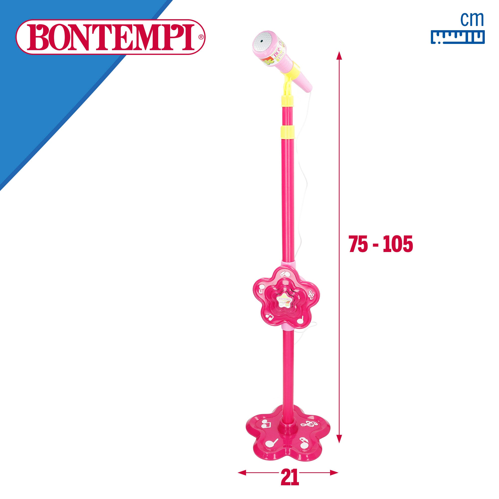 Micrófono de escenario juguete regulable fucsia Bontempi