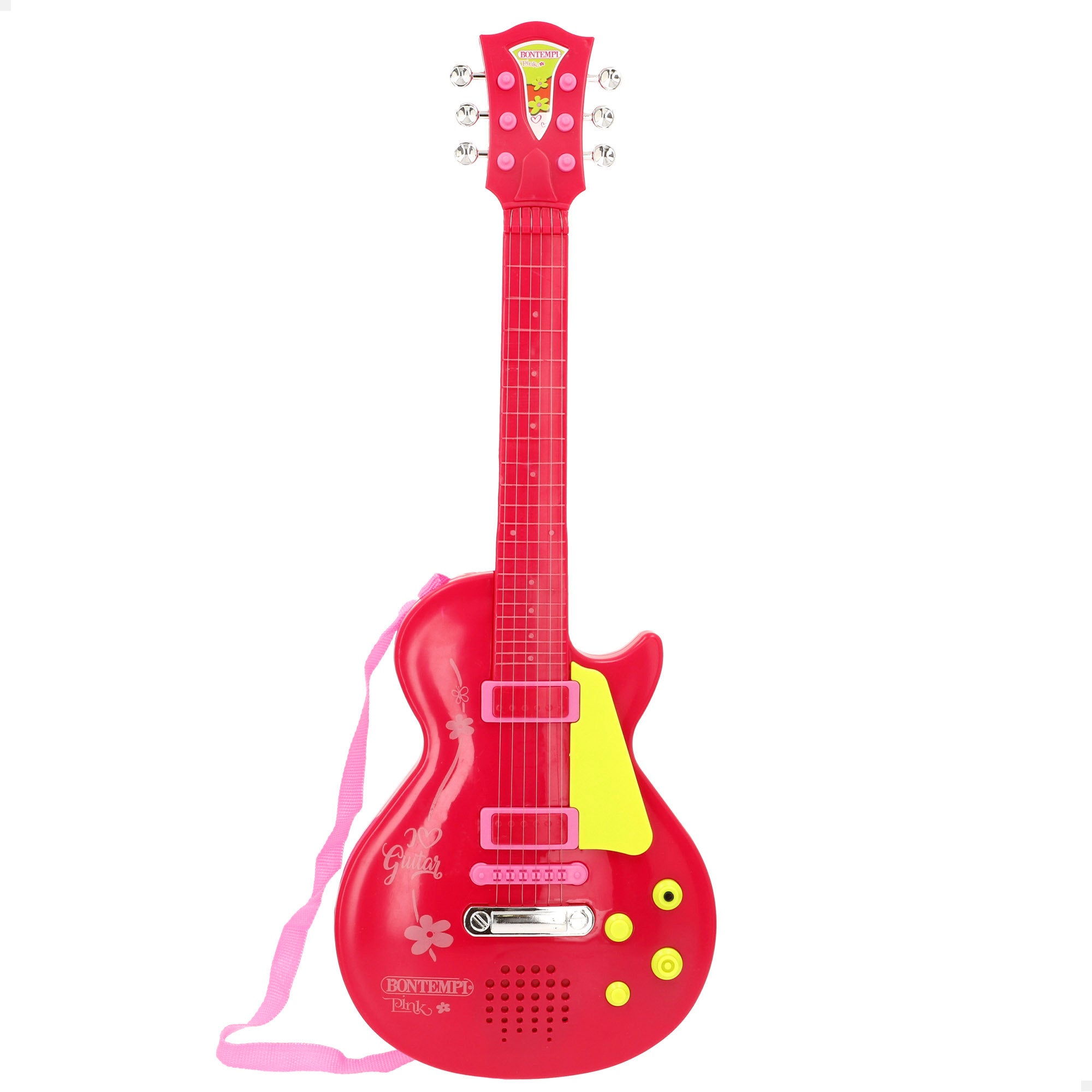 Guitarra eléctrica de juguete rock rojo y rosa 56 cm Bontempi