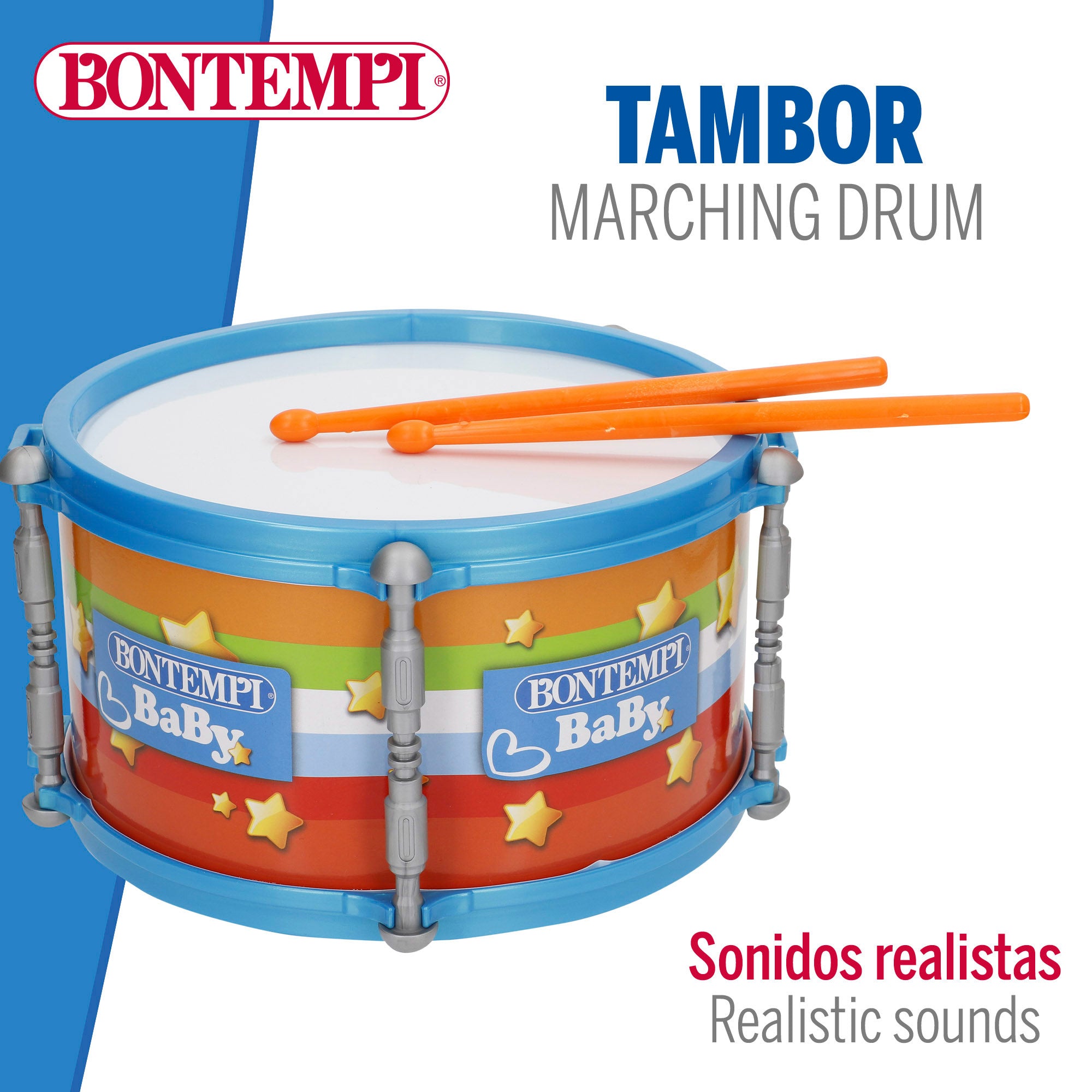 Tambor de juguete con baquetas Ø24 cm Bontempi