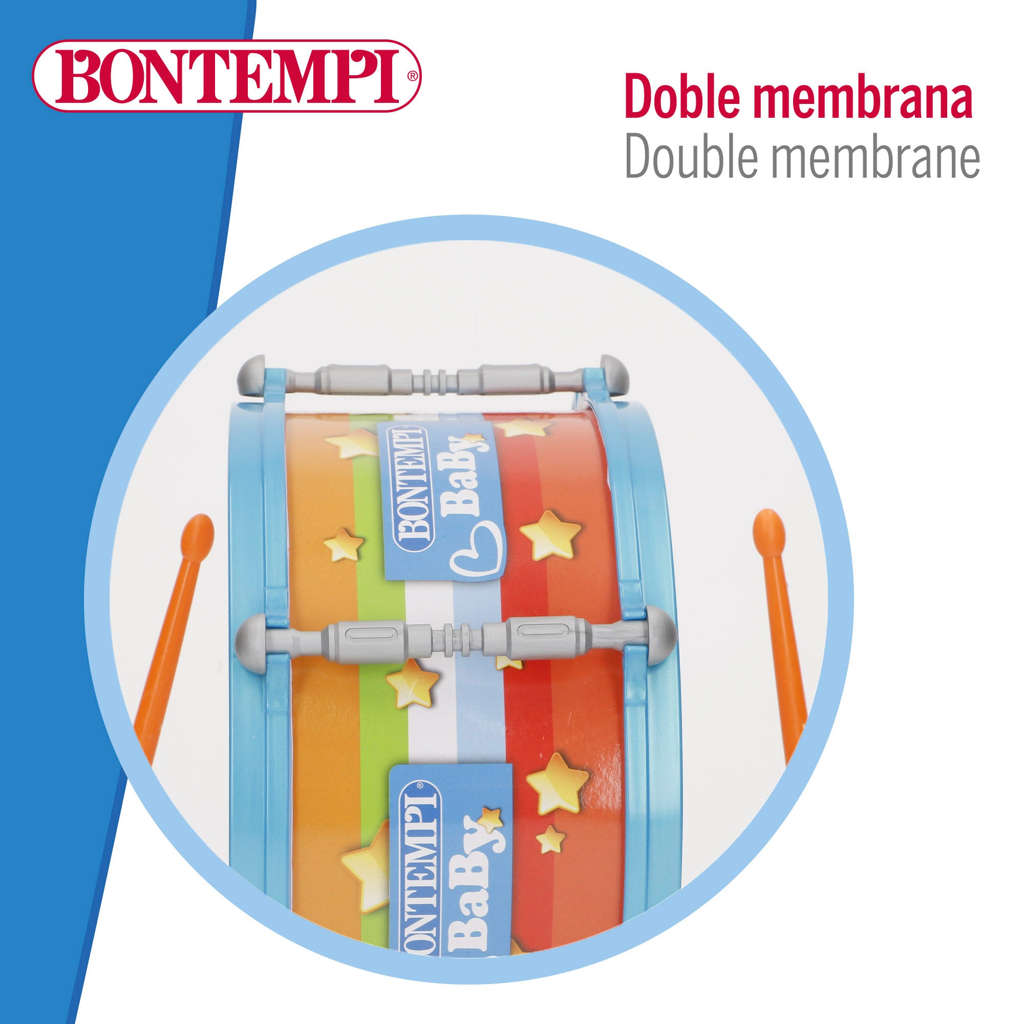 Tambor de juguete con baquetas Ø24 cm Bontempi