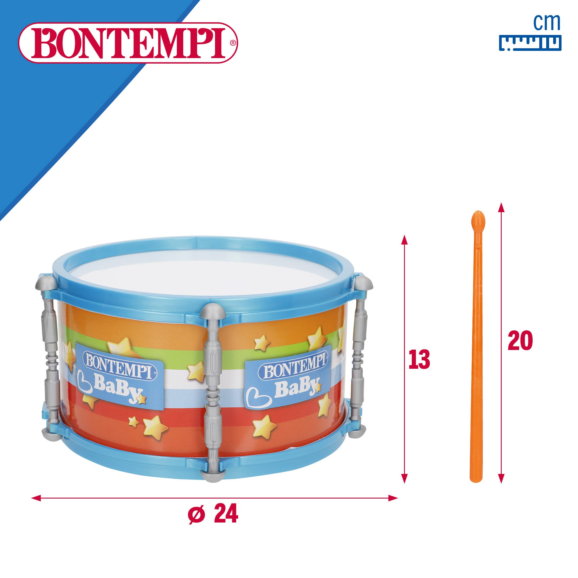 Tambor de juguete con baquetas Ø24 cm Bontempi