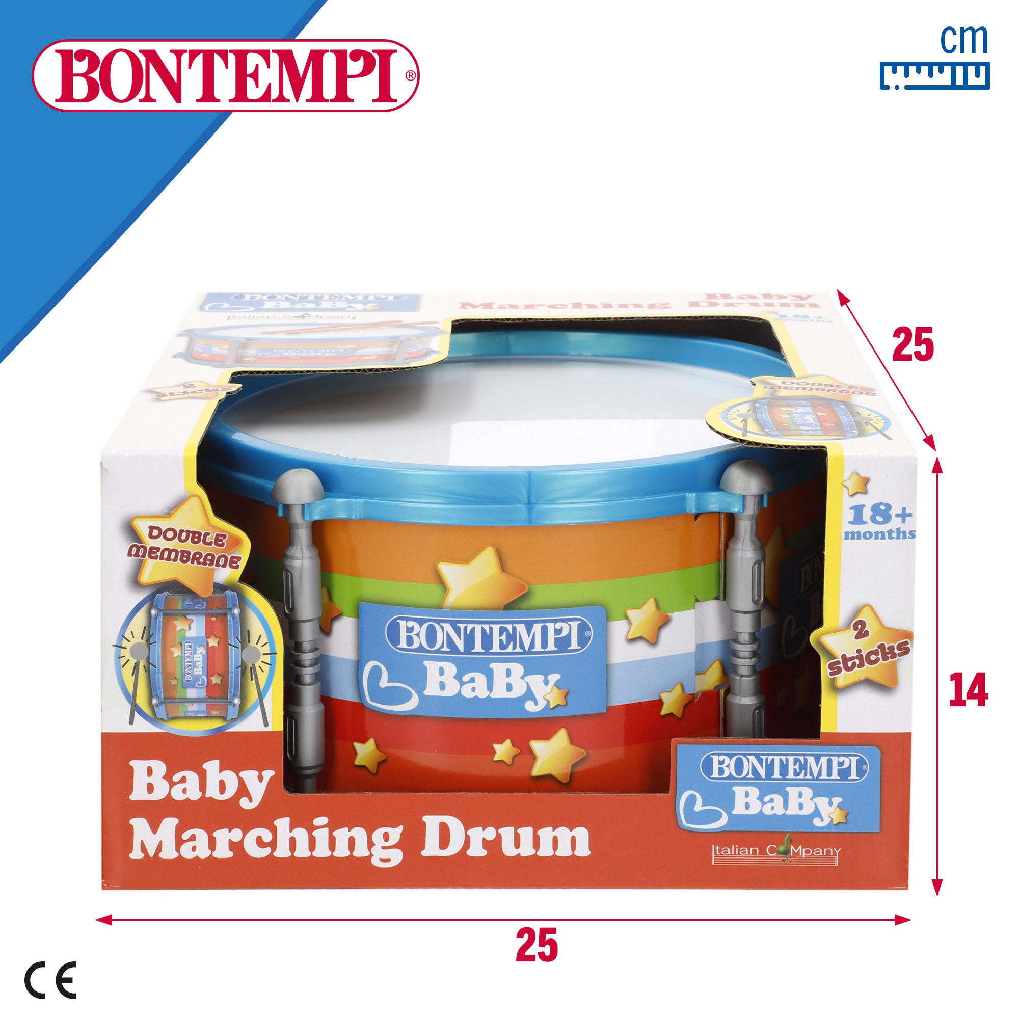 Tambor de juguete con baquetas Ø24 cm Bontempi