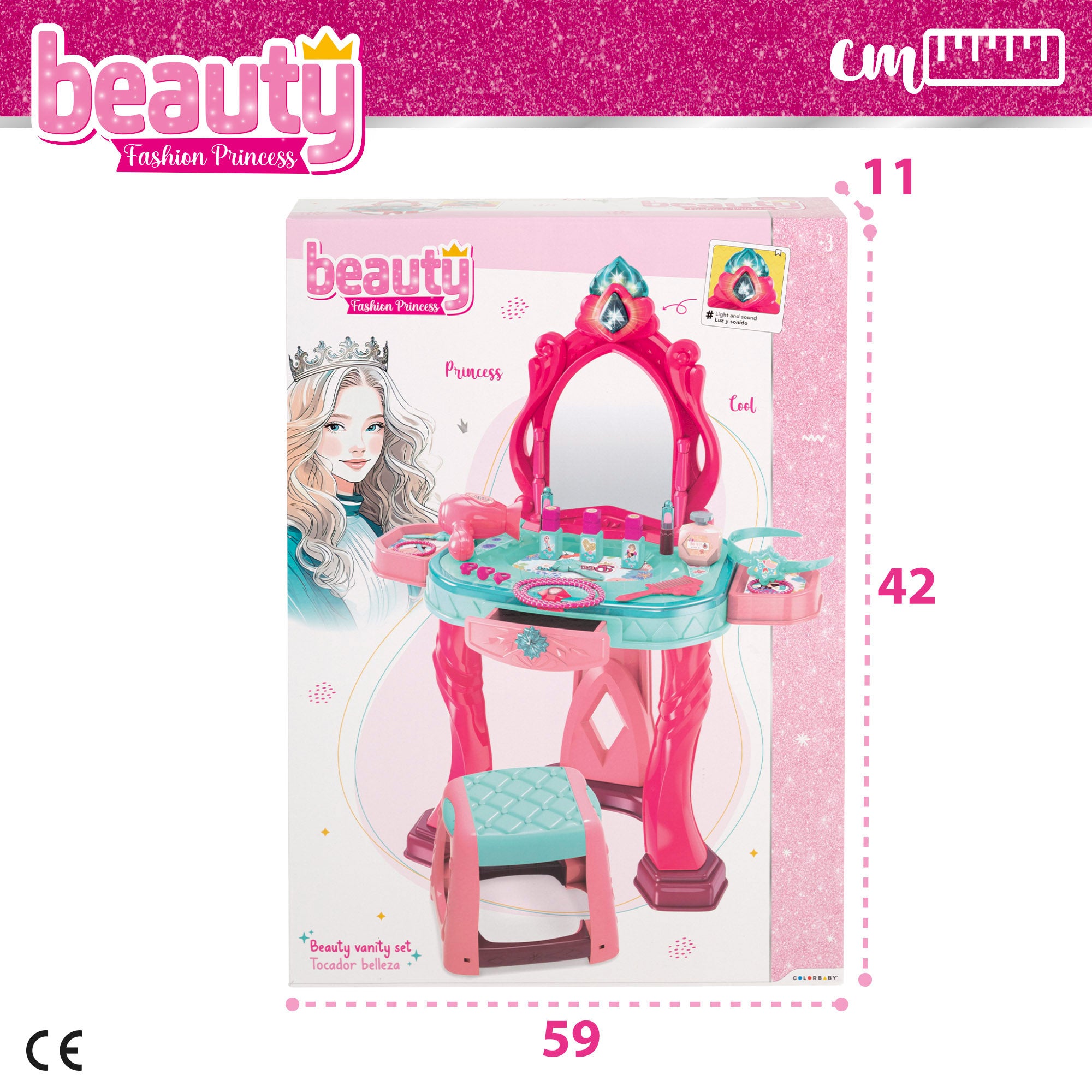 Tocador infantil luz y sonido con taburete Beauty