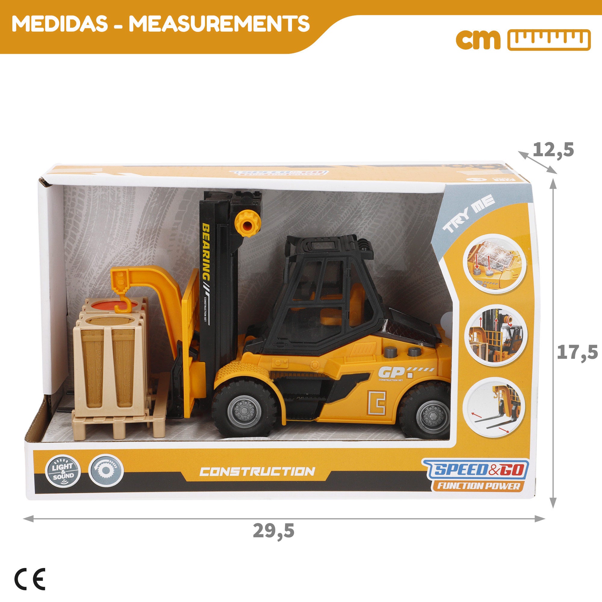 Carretilla elevadora juguete con luz y sonido 1:16 Speed & Go