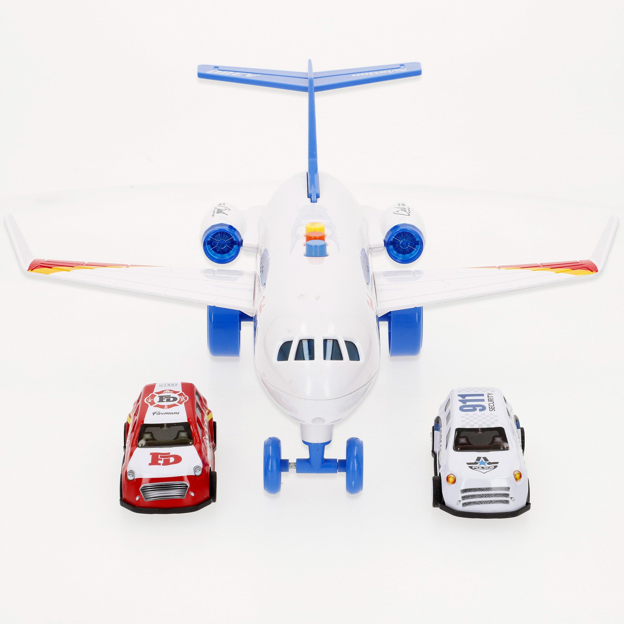 Set avión juguete con luz y sonido + coches metal Speed & Go