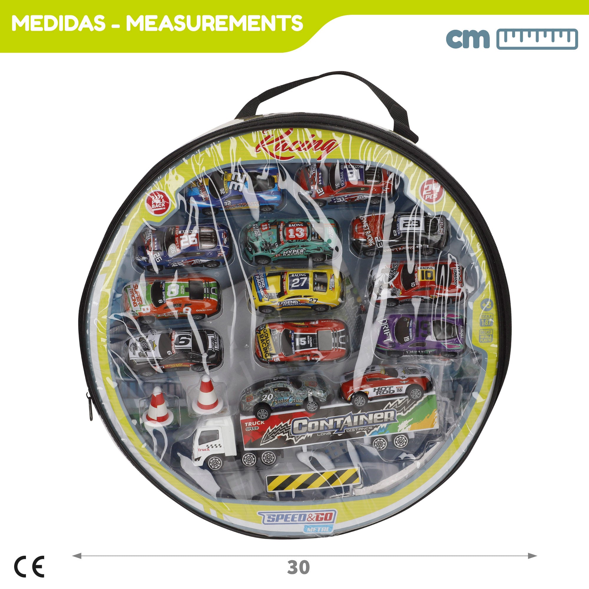 Set circuito ciudad con vehículos fricción 1:87 y señales de tráfico Speed & Go