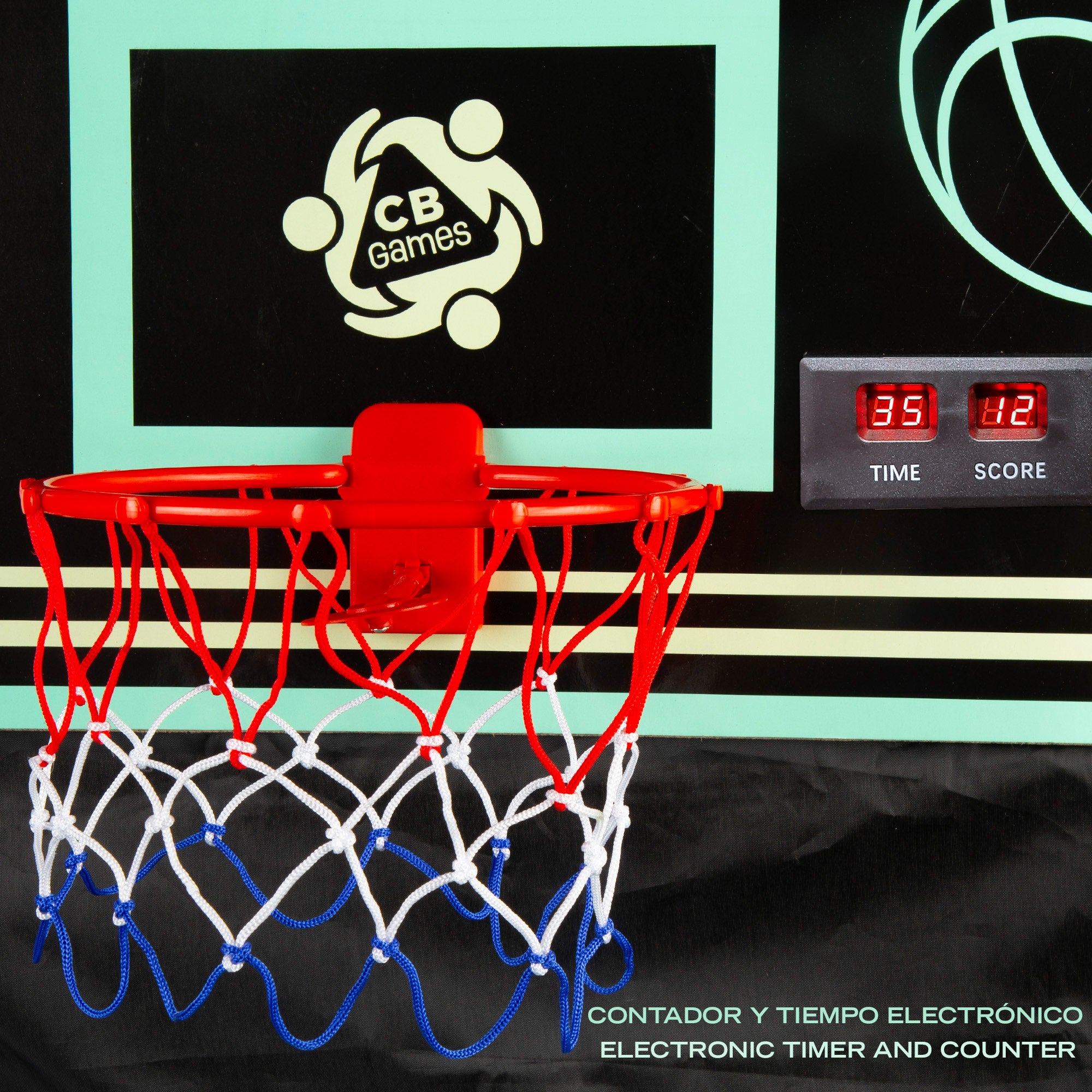 Canasta de baloncesto con estructura de retorno y marcador electrónico CB Games