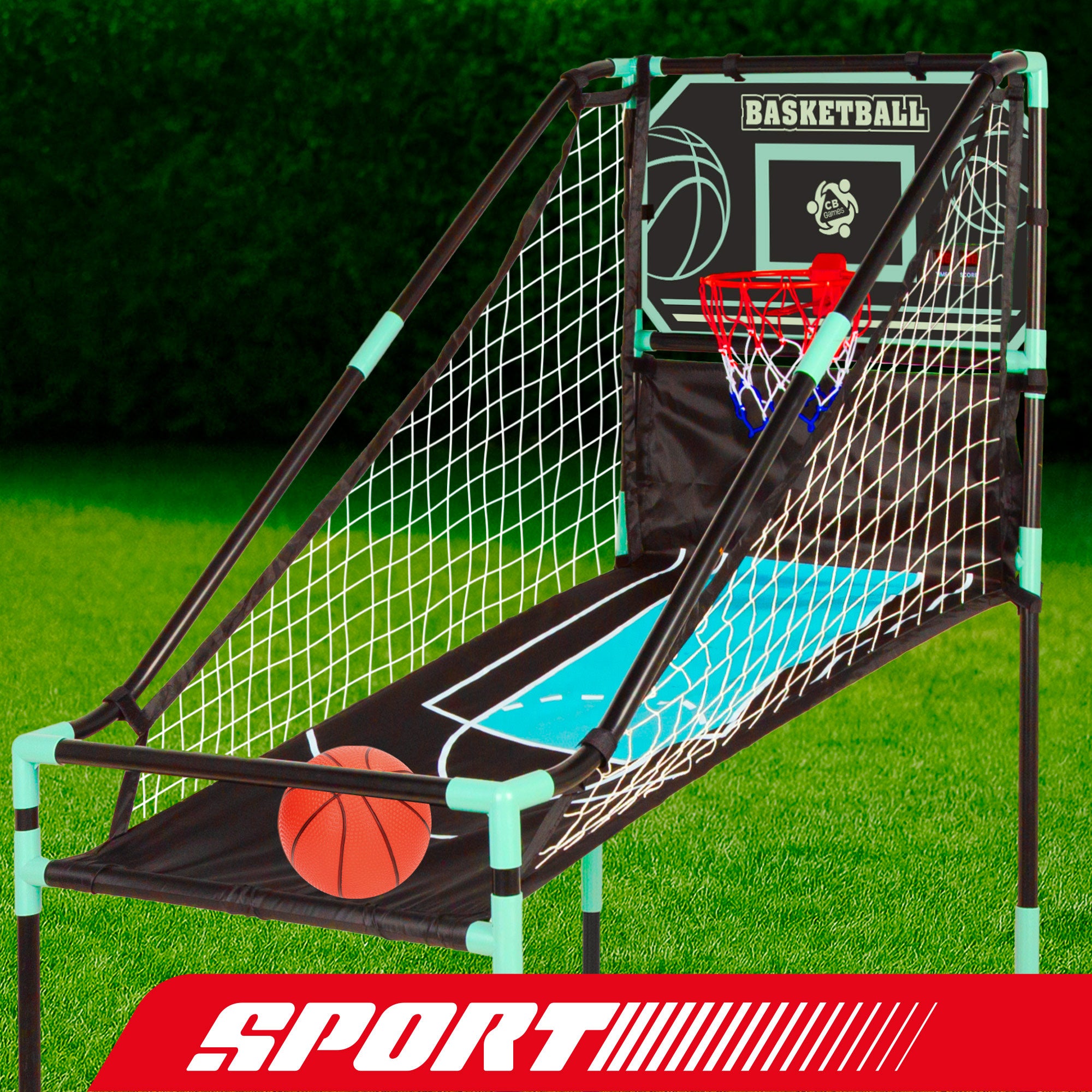 Canasta de baloncesto con estructura de retorno y marcador electrónico CB Games