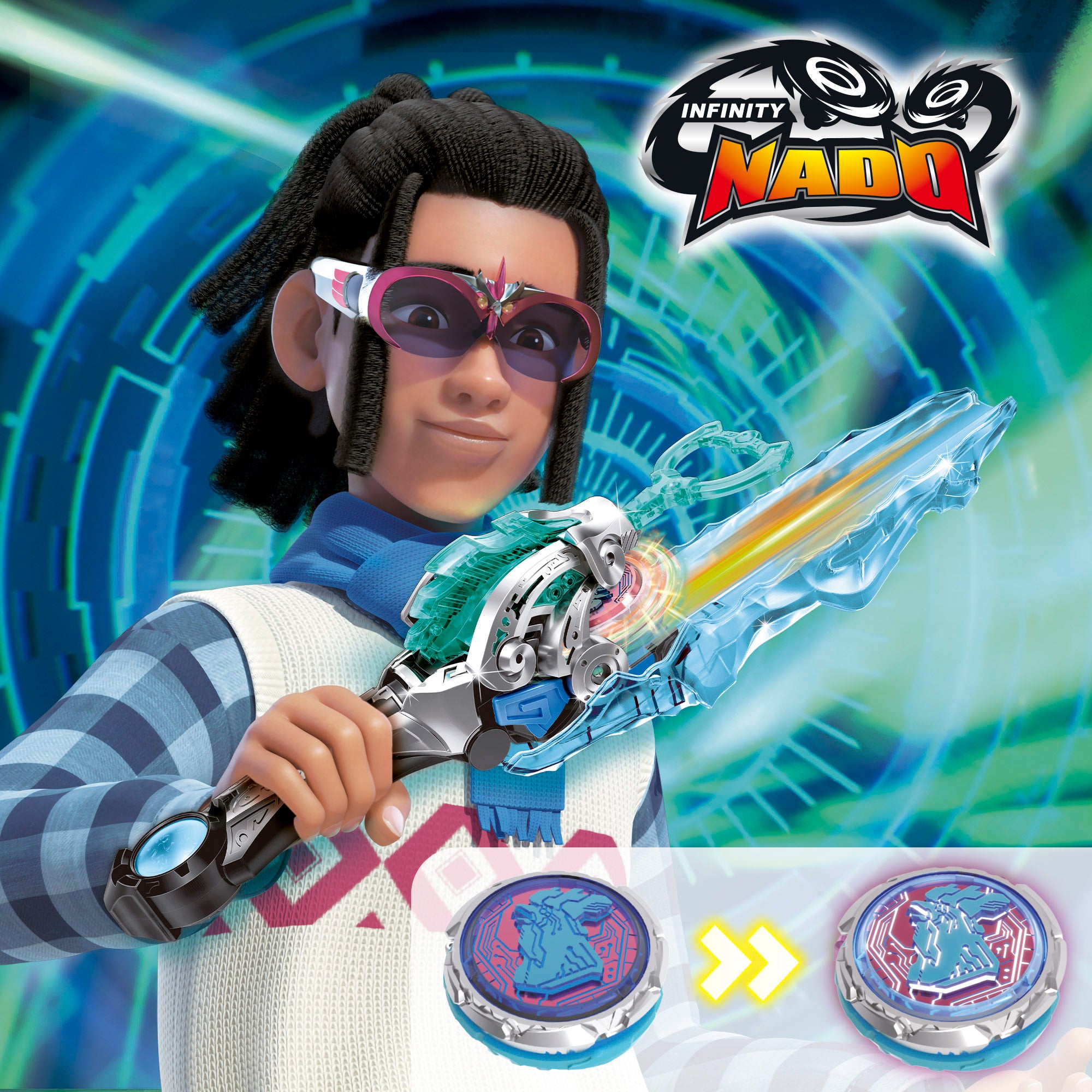 Infinity Nado Set Avanzado con espada y peonza Fénix Dorado