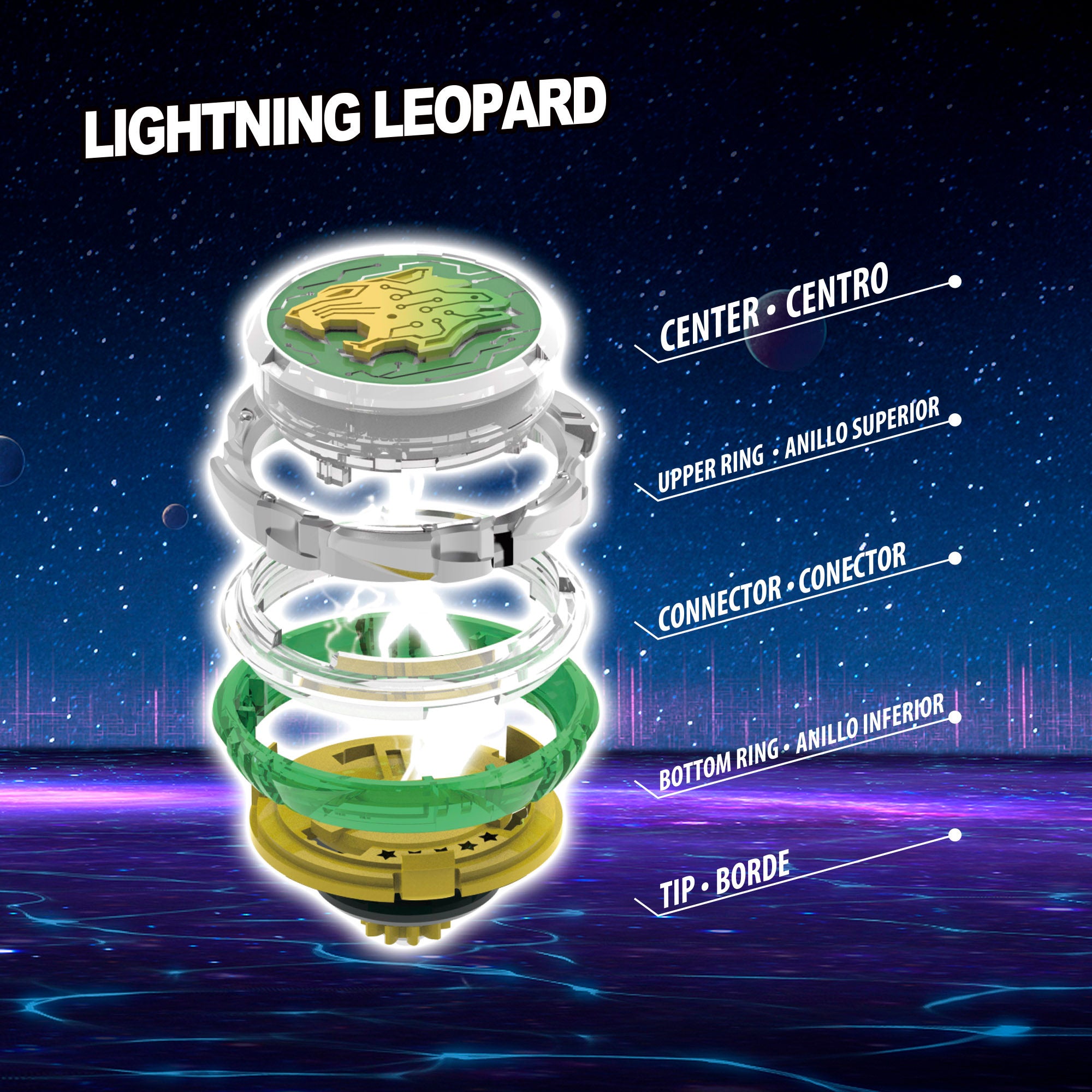 Infinity Nado Set Superior con espada y peonza Leopardo Relámpago