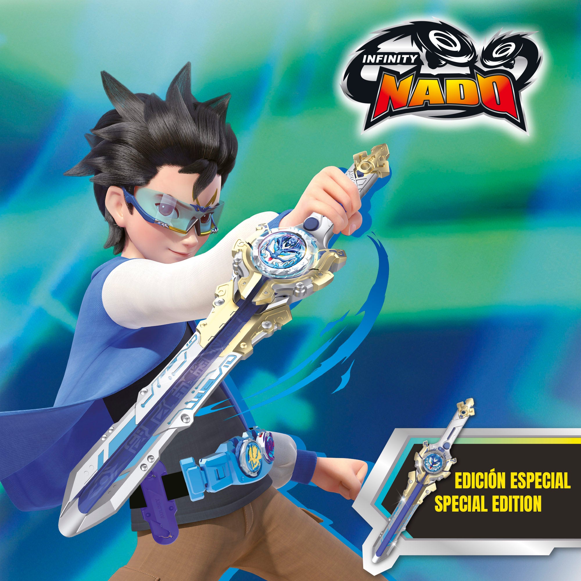 Infinity Nado Set cinturón maestro, espada y peonza 3D Dragón de Agua