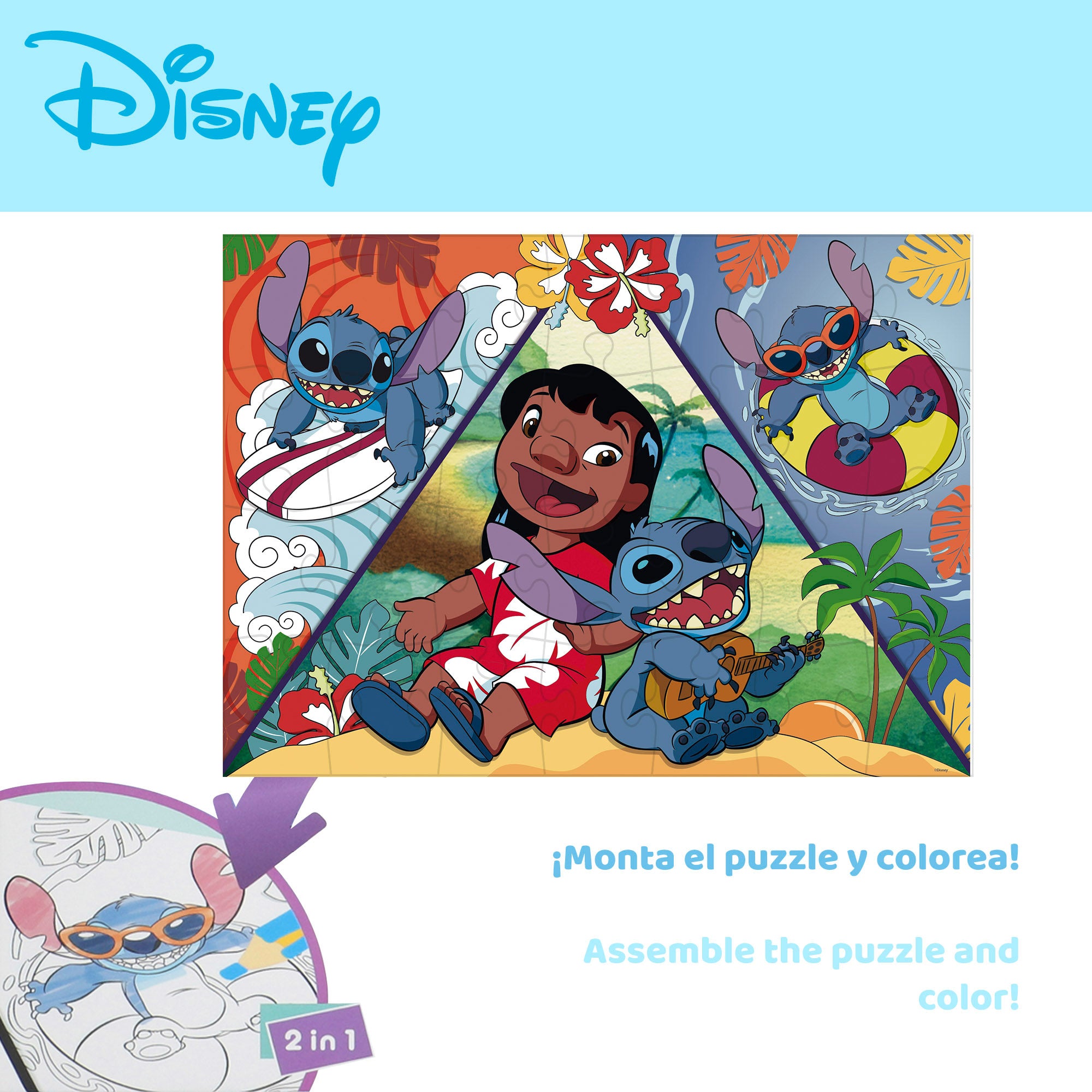 Disney Stitch Puzzle doble cara para colorear 150 piezas