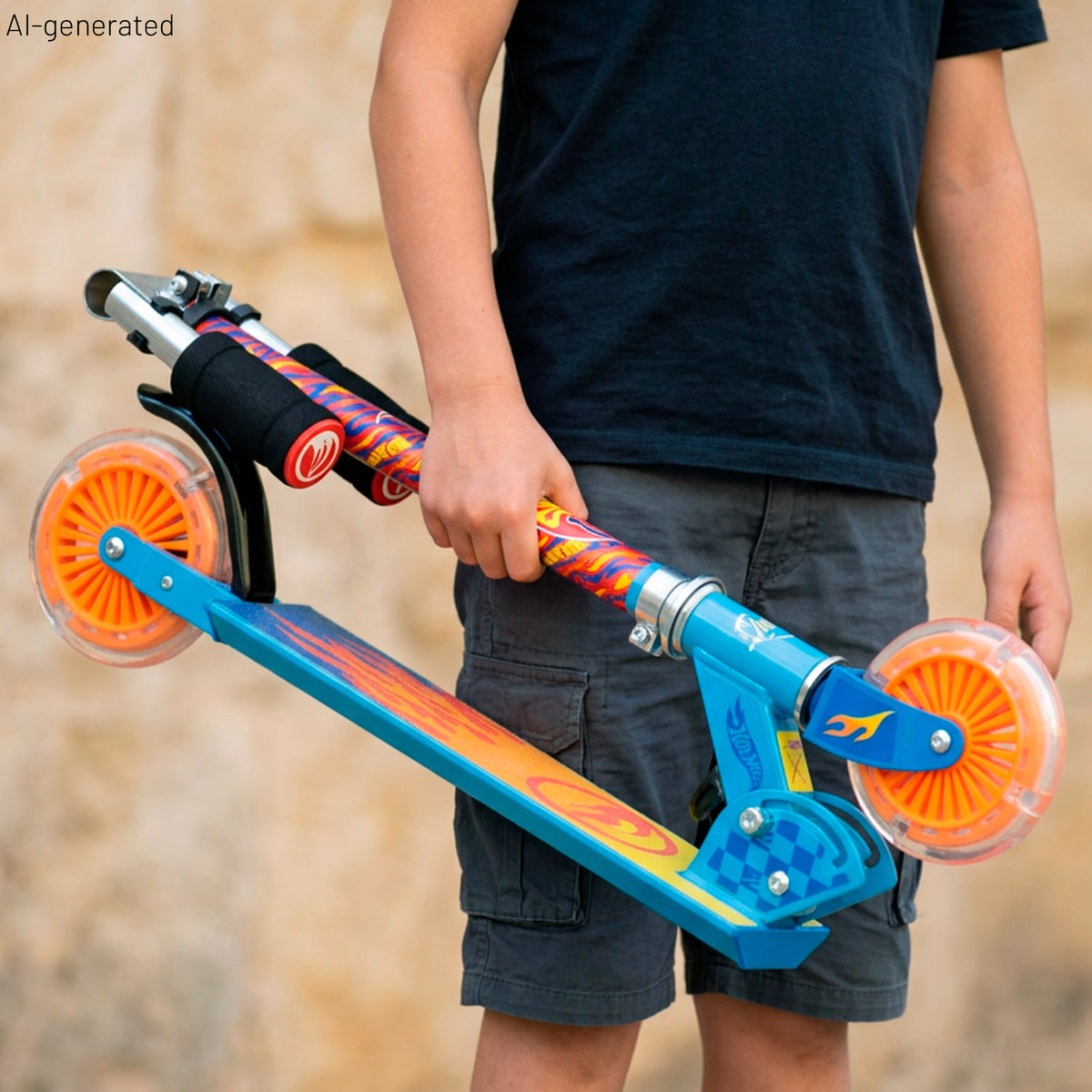 Hot Wheels Patinete 2 ruedas plegable con luces y manillar ajustable