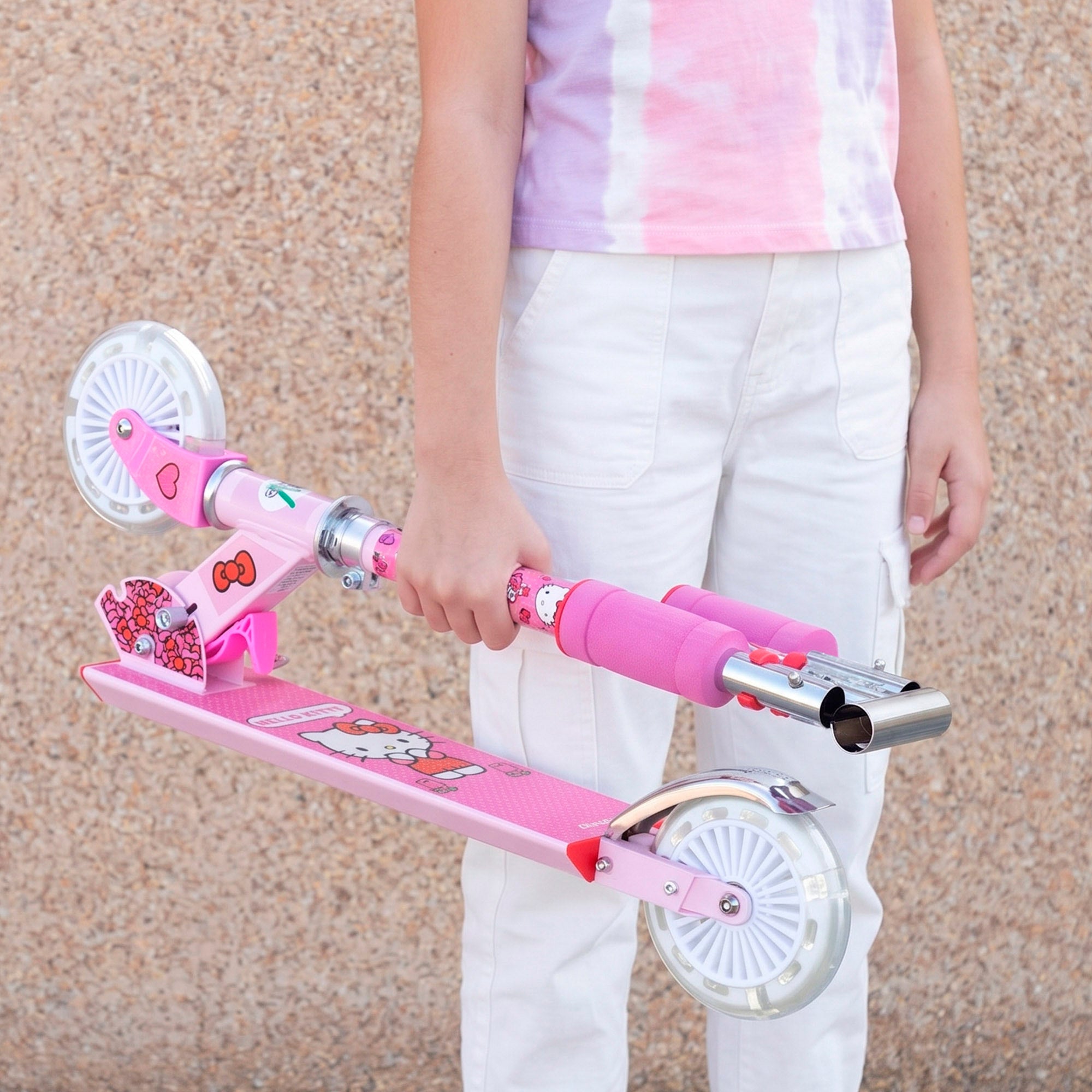 Hello Kitty Patinete plegable 2 ruedas con luces