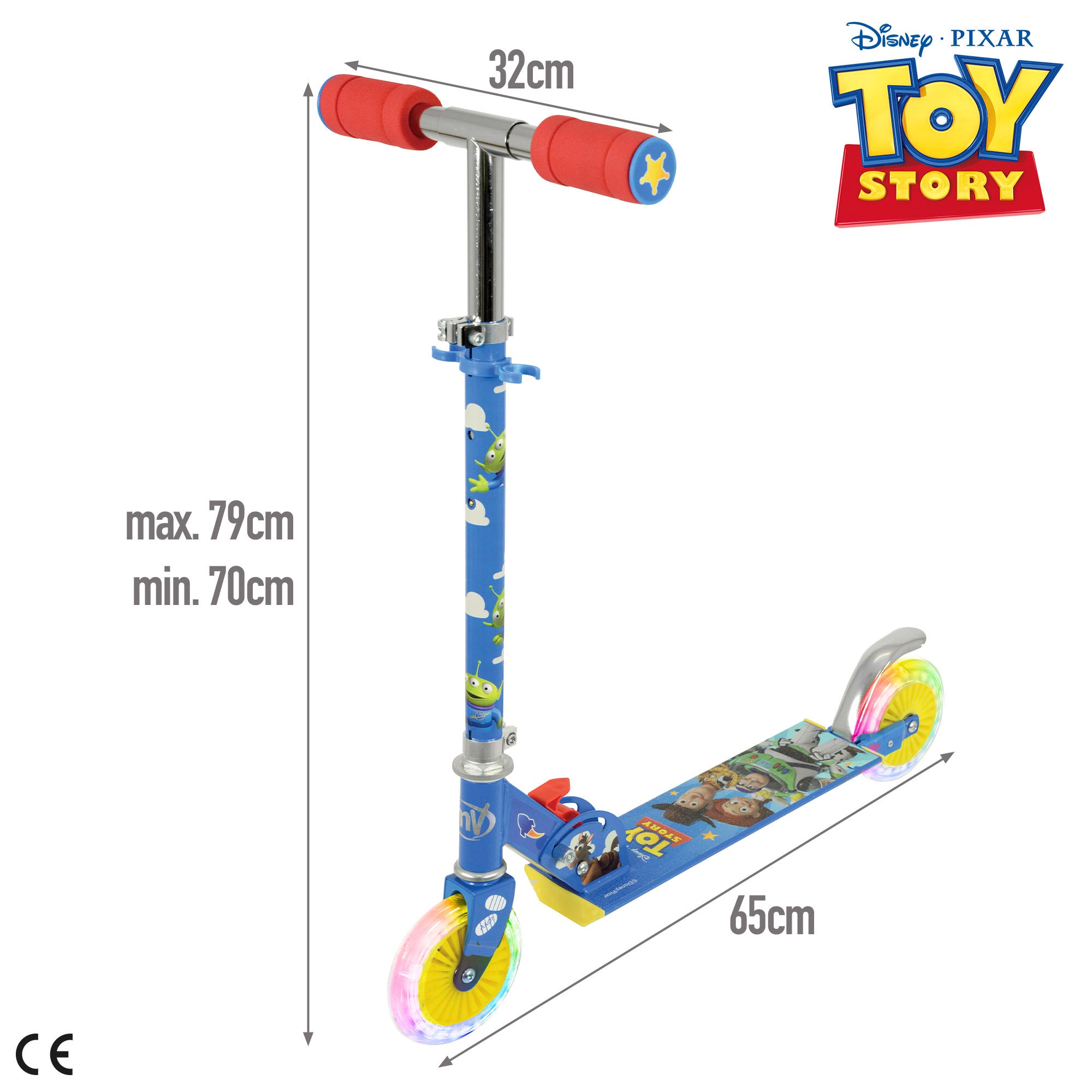 Toy Story Patinete plegable 2 ruedas con luces