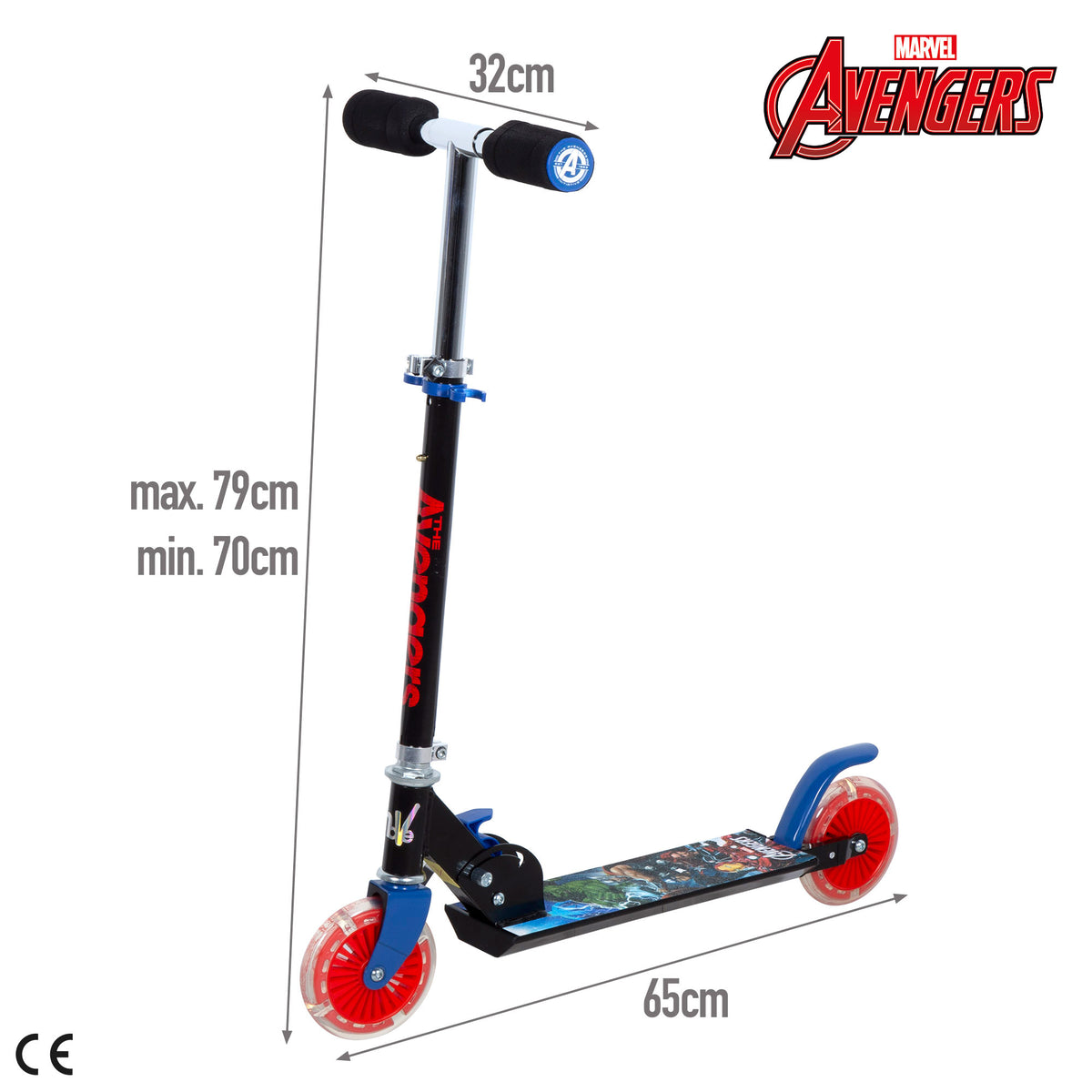 Avengers Patinete plegable 2 ruedas con luces