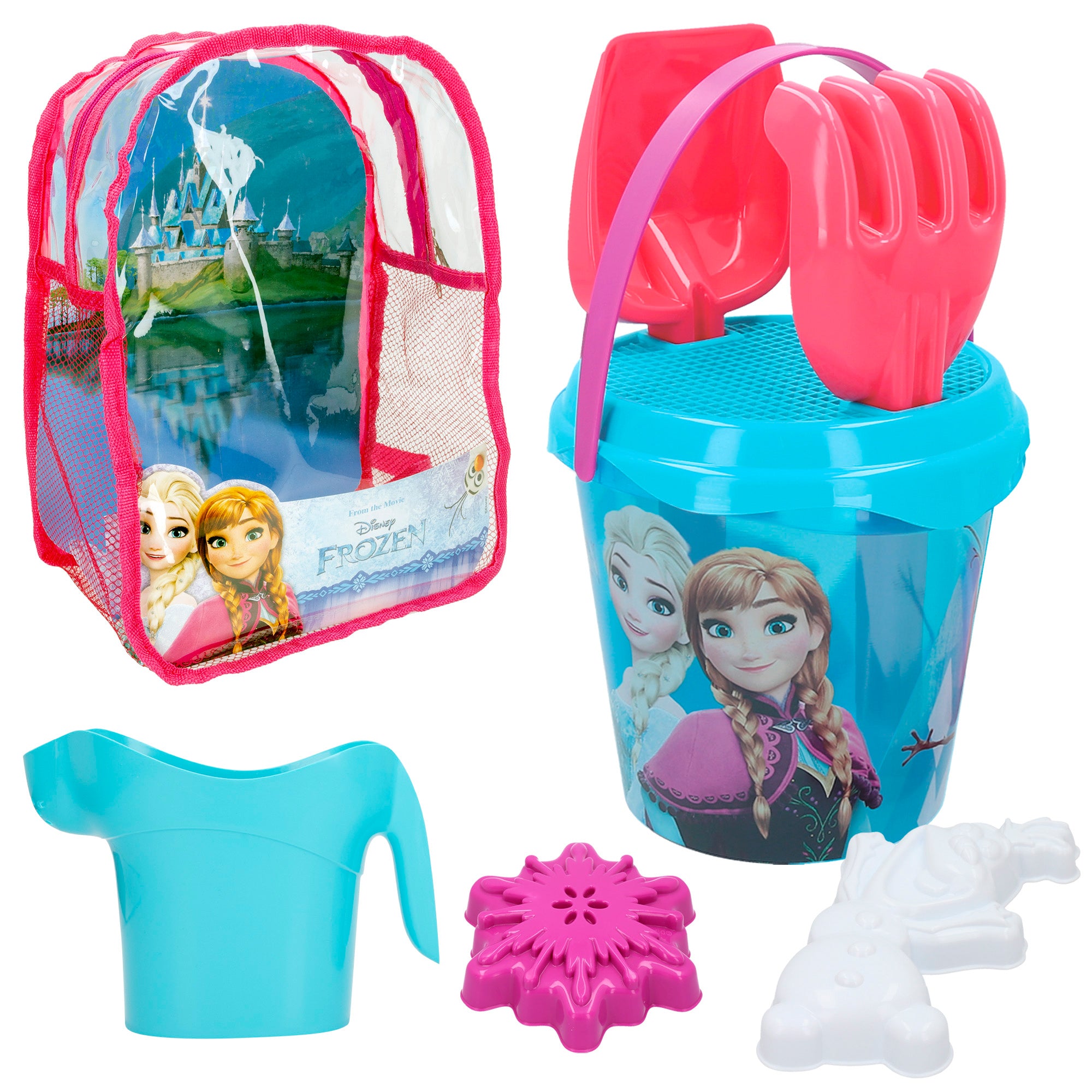 Frozen Set cubo de playa c/accesorios y mochila transporte