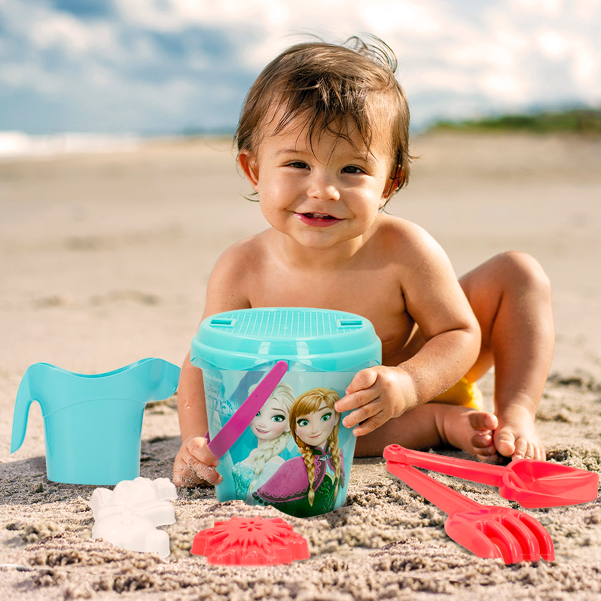 Frozen Set cubo de playa c/accesorios y mochila transporte
