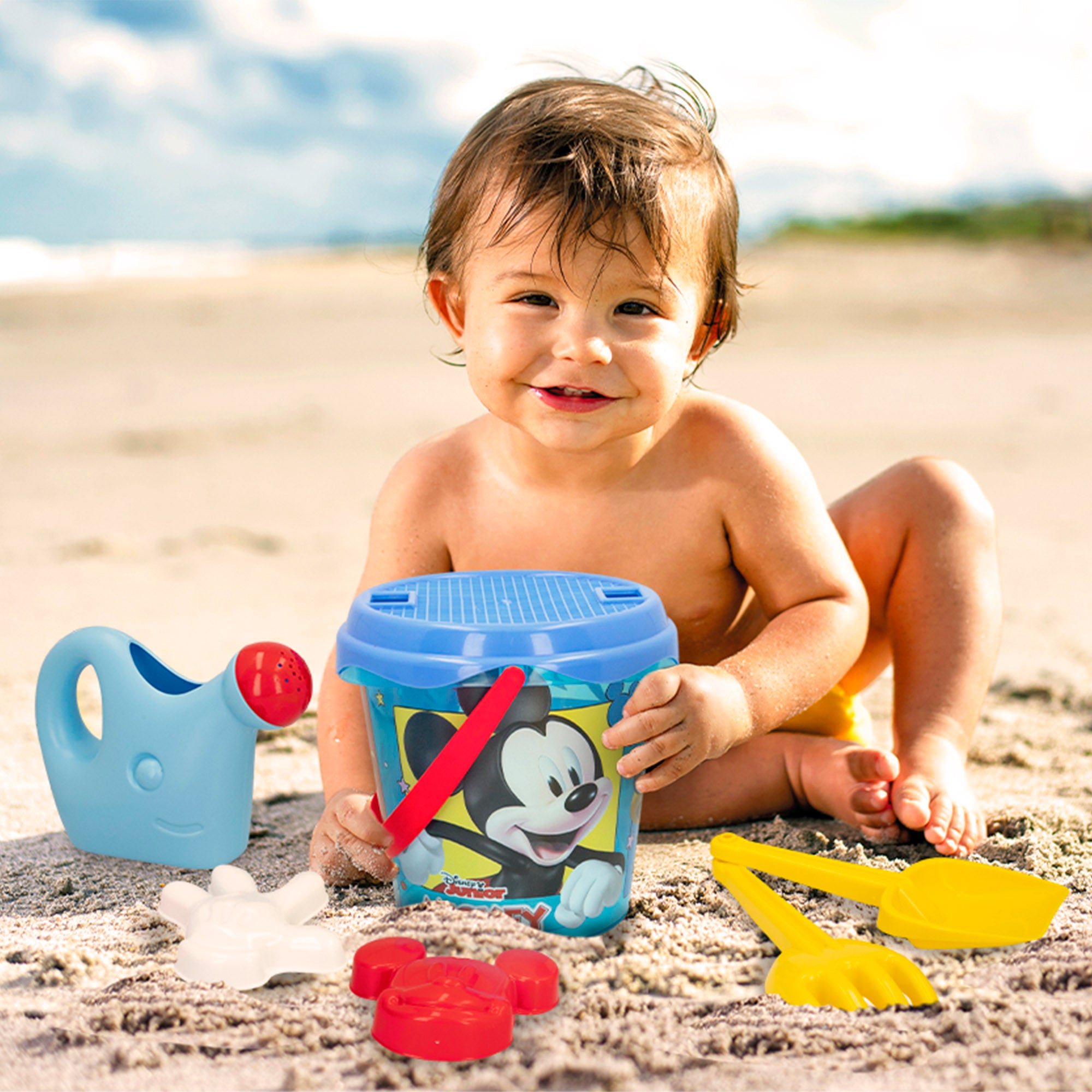 Mickey Set cubo de playa con accesorios y mochila transporte