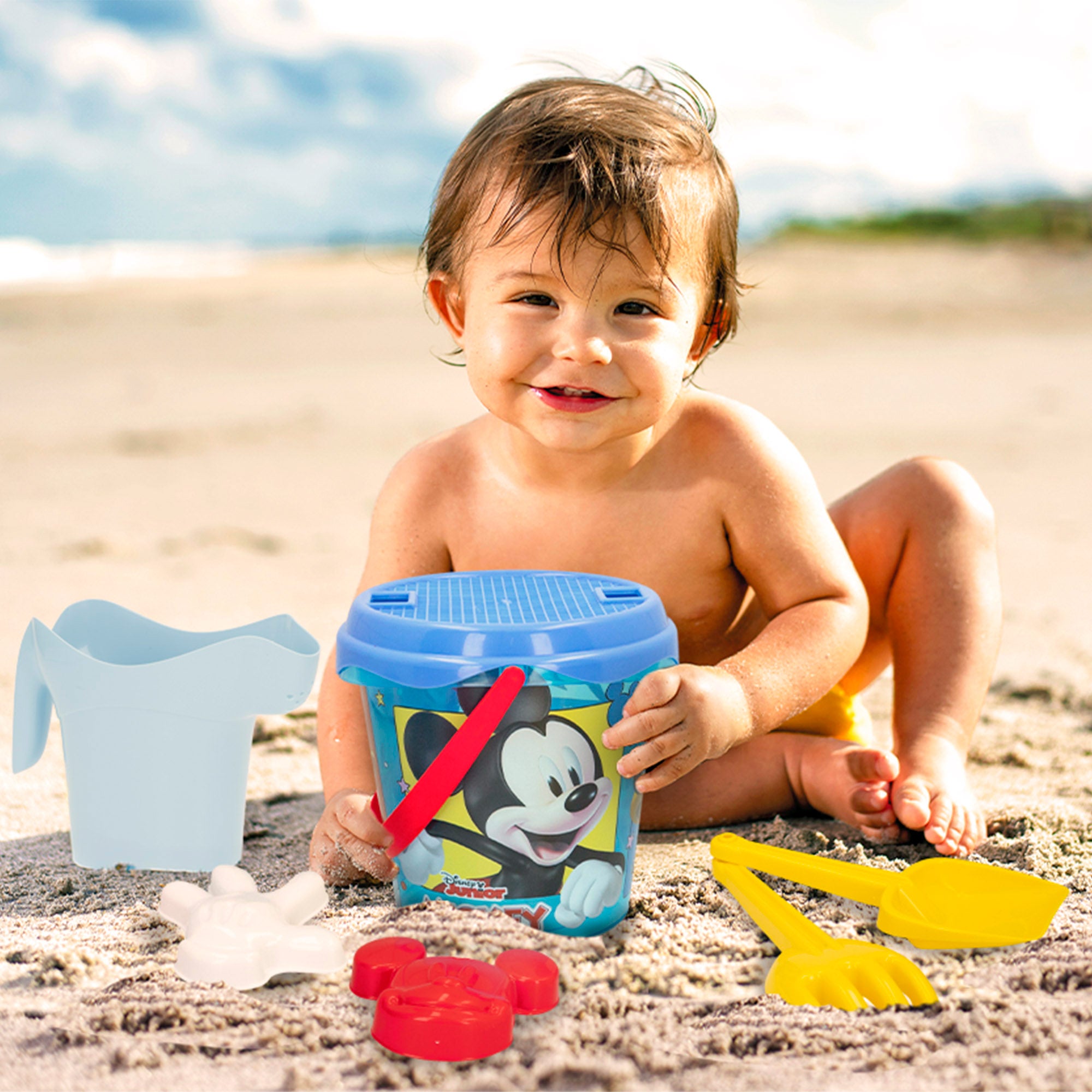 Mickey Set cubo de playa con accesorios y mochila transporte