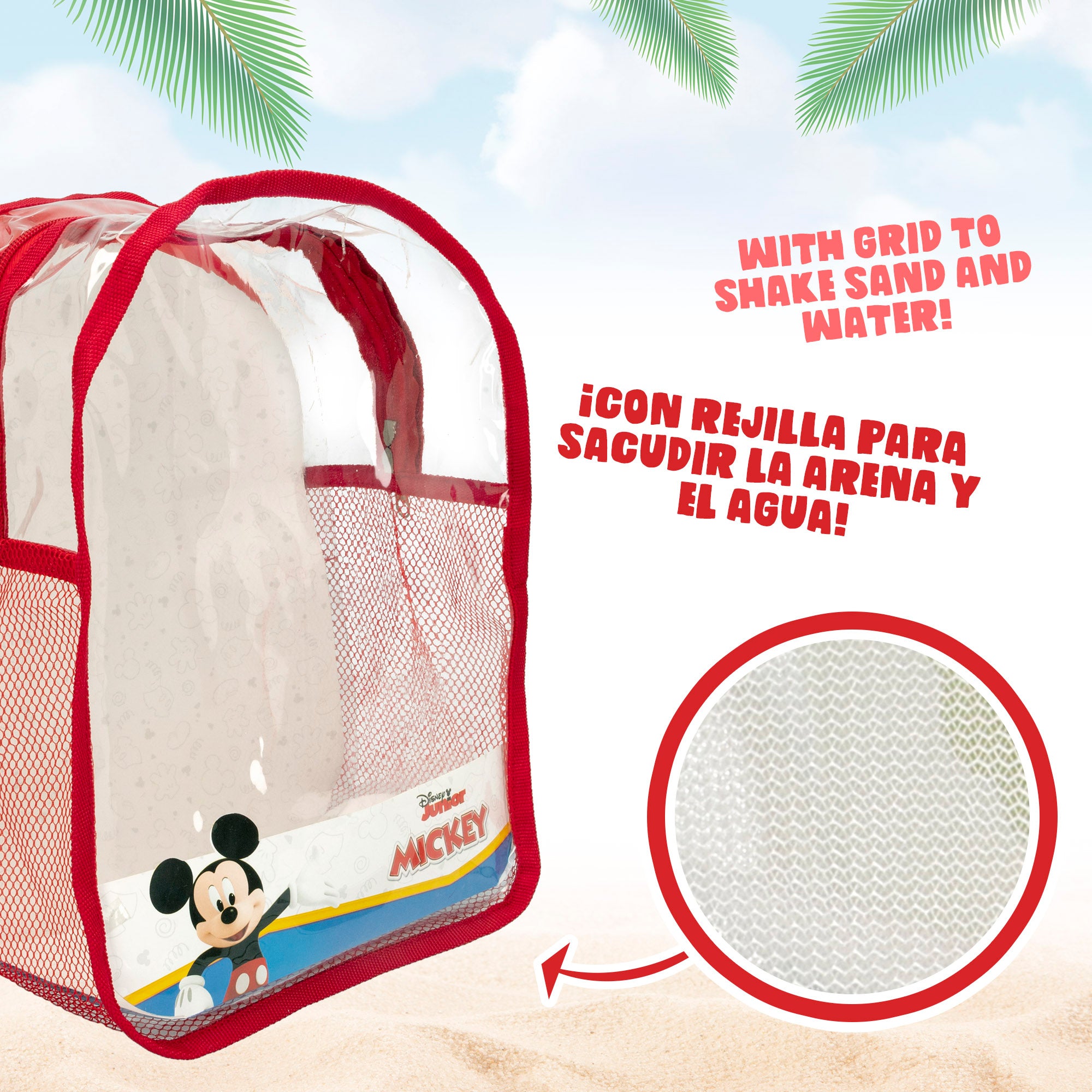 Mickey Set cubo de playa con accesorios y mochila transporte