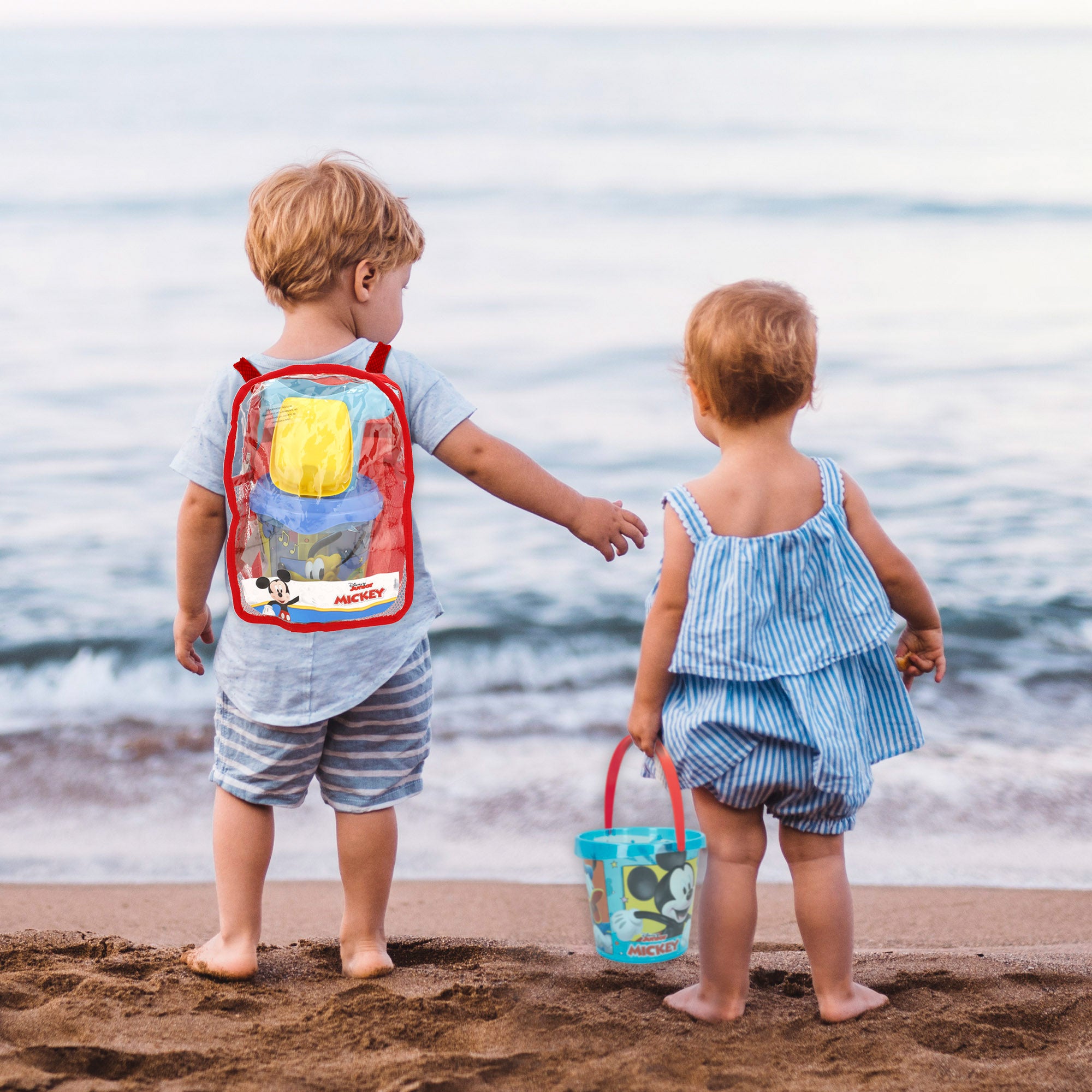 Mickey Set cubo de playa con accesorios y mochila transporte