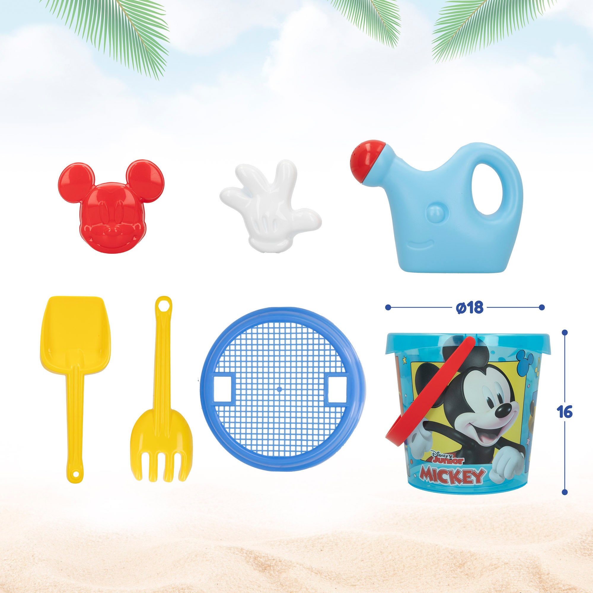 Mickey Set cubo de playa con accesorios y mochila transporte