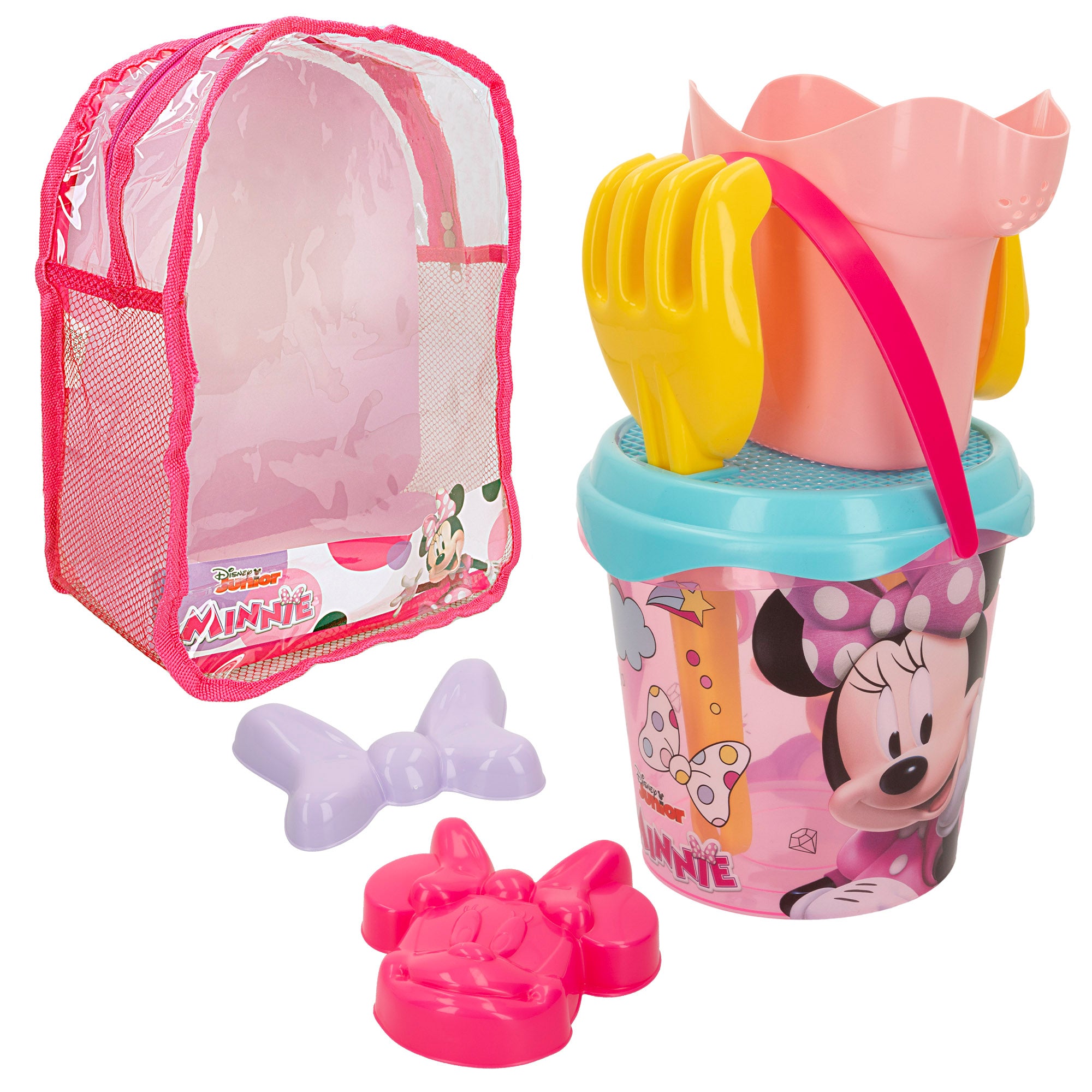 Minnie Set cubo playa con accesorios y mochila transporte