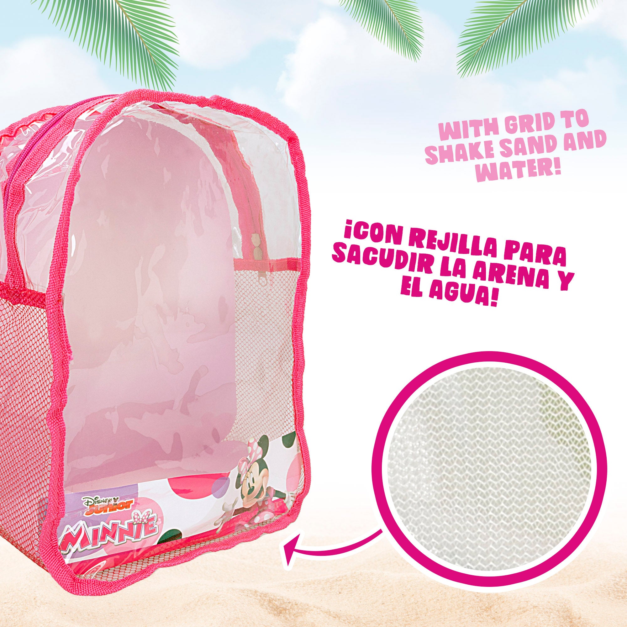 Minnie Set cubo playa con accesorios y mochila transporte