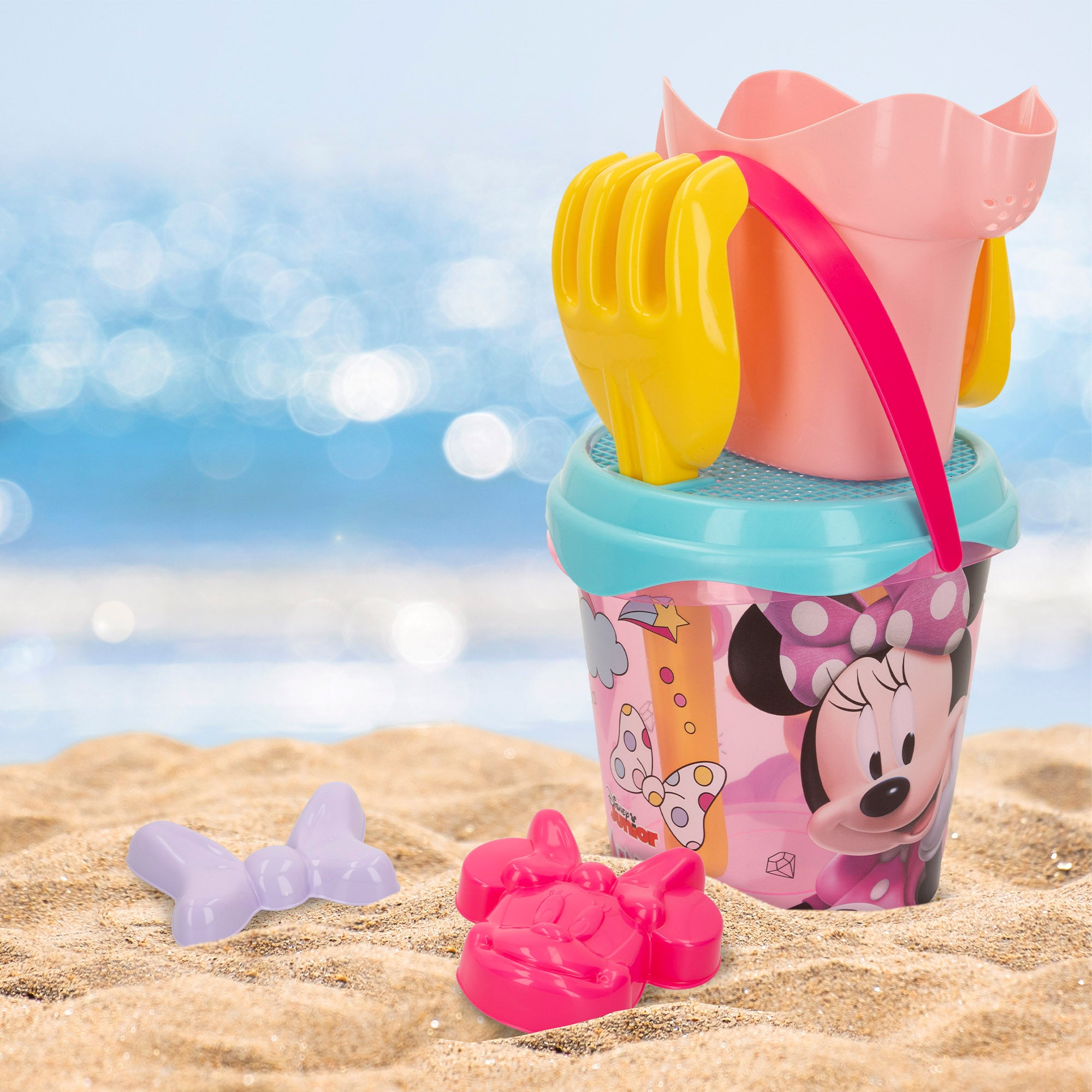 Minnie Set cubo playa con accesorios y mochila transporte