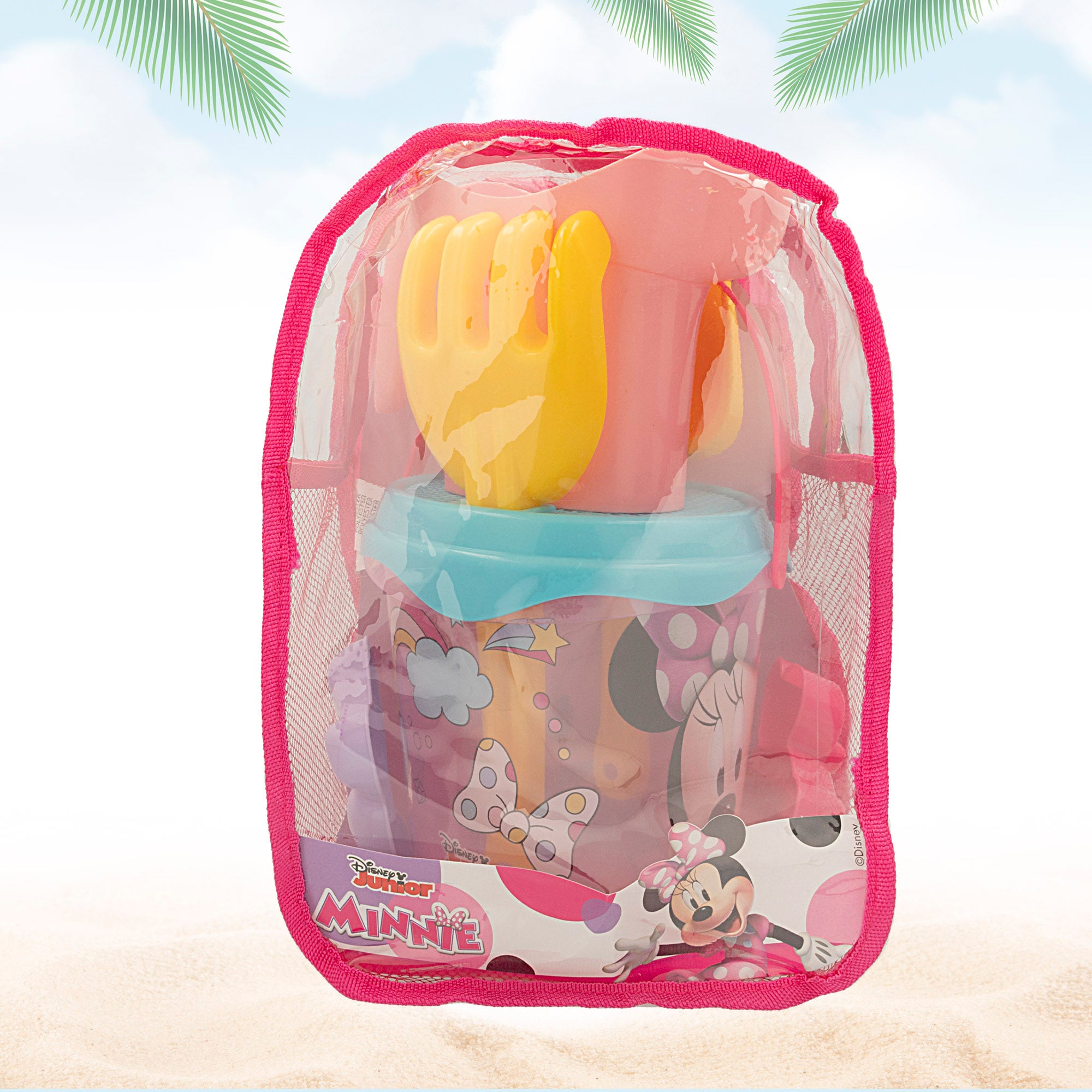 Minnie Set cubo playa con accesorios y mochila transporte
