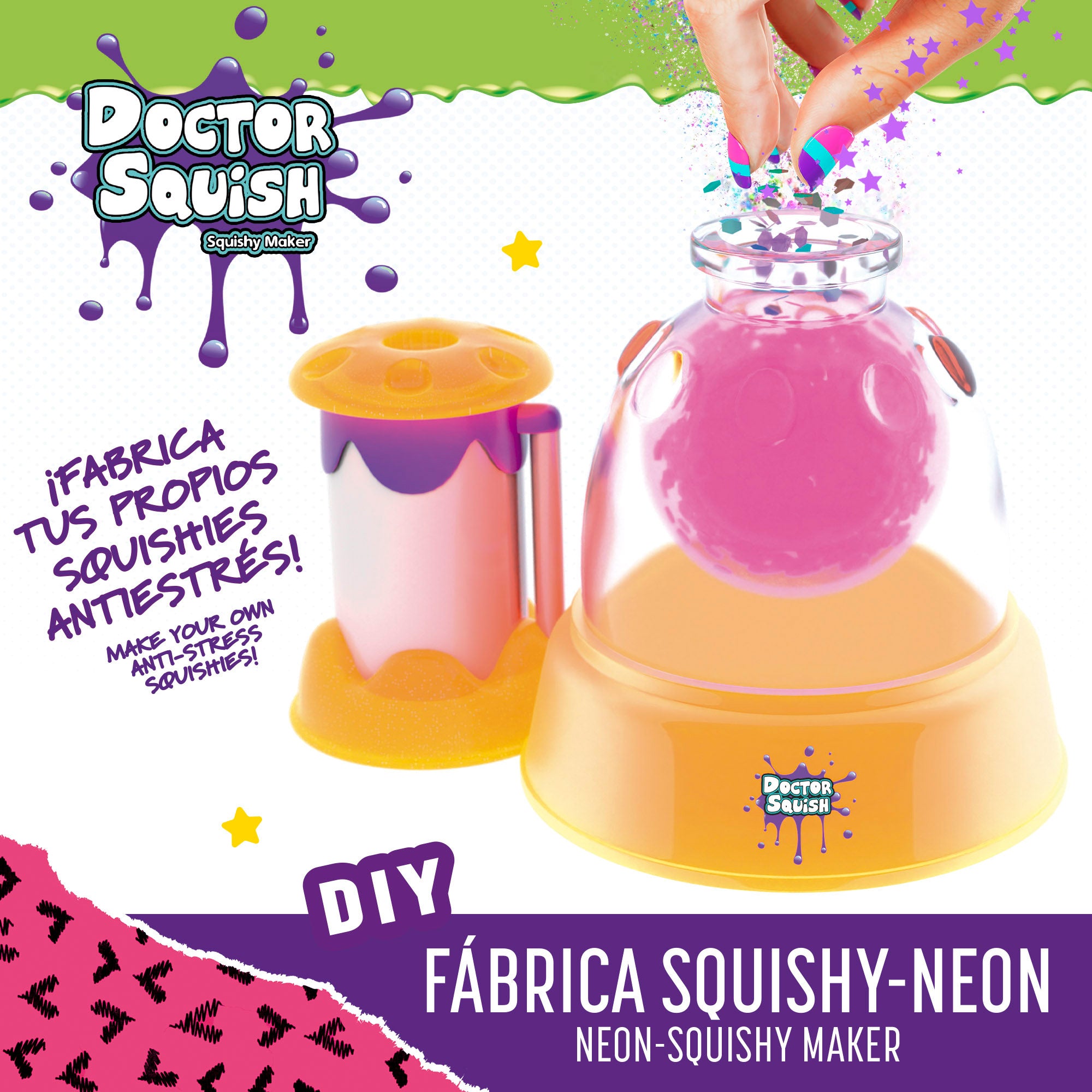 Doctor Squish Estación fábrica bolas squishies Neon Edition