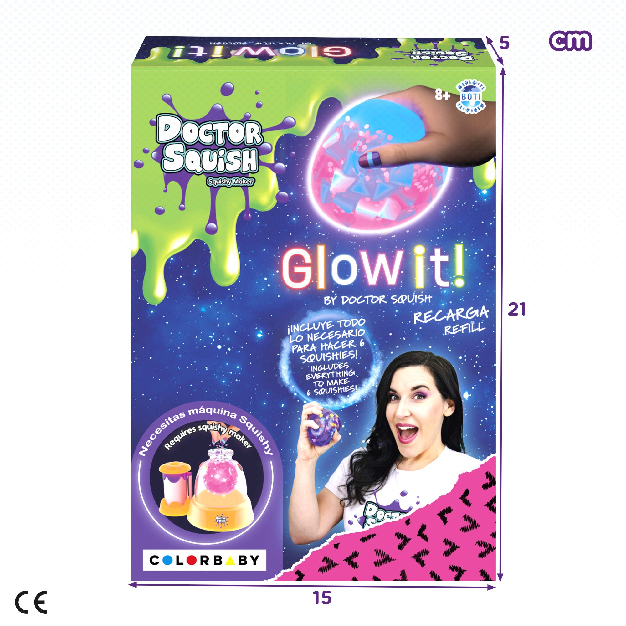 Doctor Squish Recarga Glow it! pack 6 squishies con accesorios
