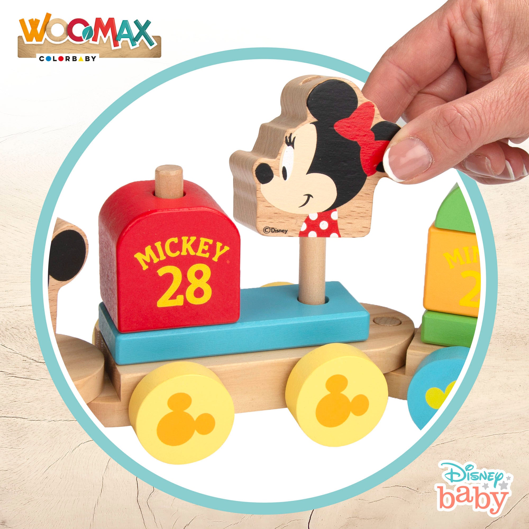WOOMAX Disney Tren de madera Mickey y Minnie