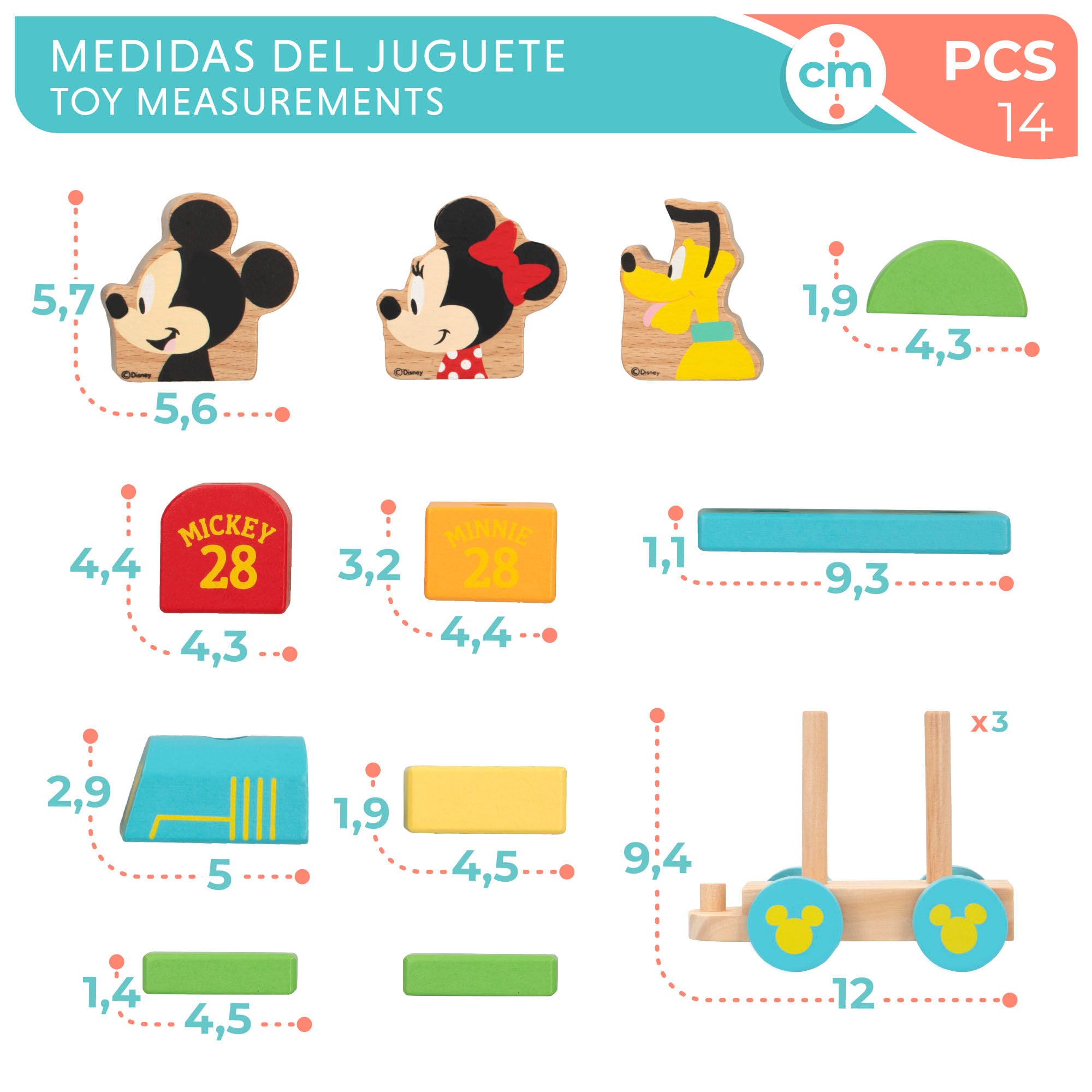 WOOMAX Disney Tren de madera Mickey y Minnie