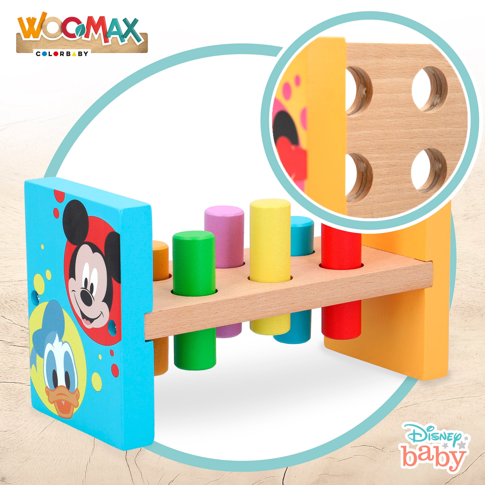 WOOMAX Disney Juego martillo y bloques de madera