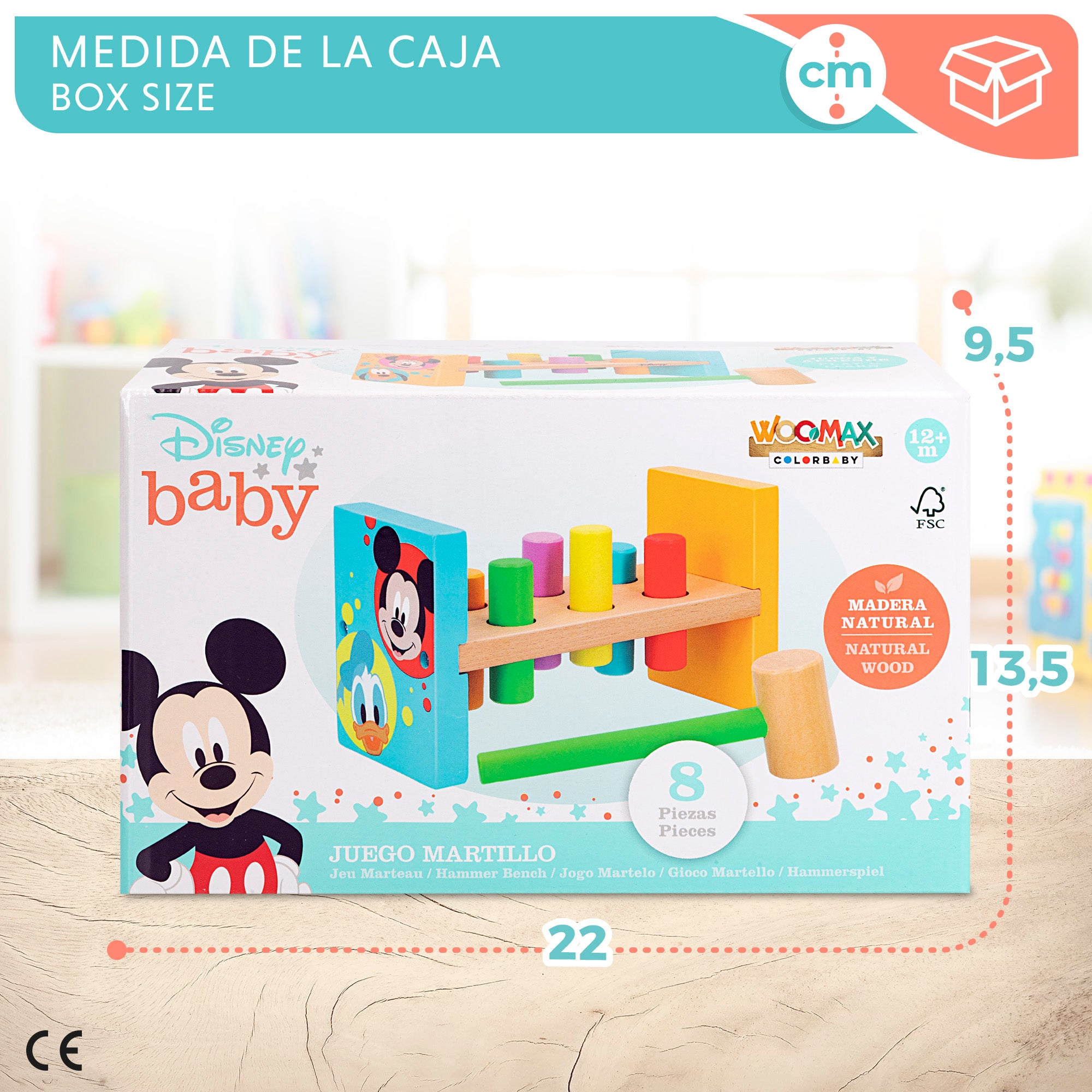 WOOMAX Disney Juego martillo y bloques de madera