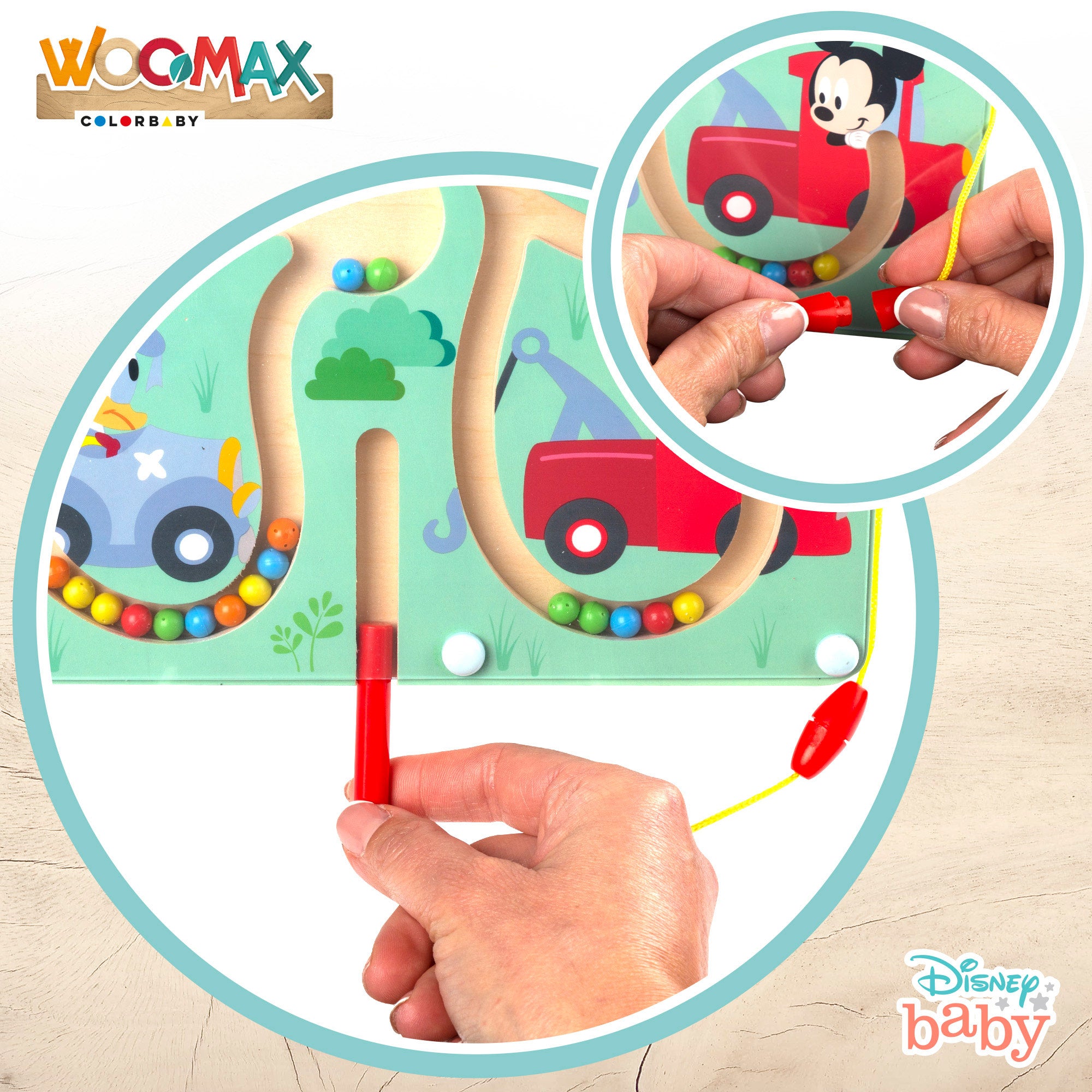 WOOMAX Disney Laberinto magnético de madera Mickey y Minnie