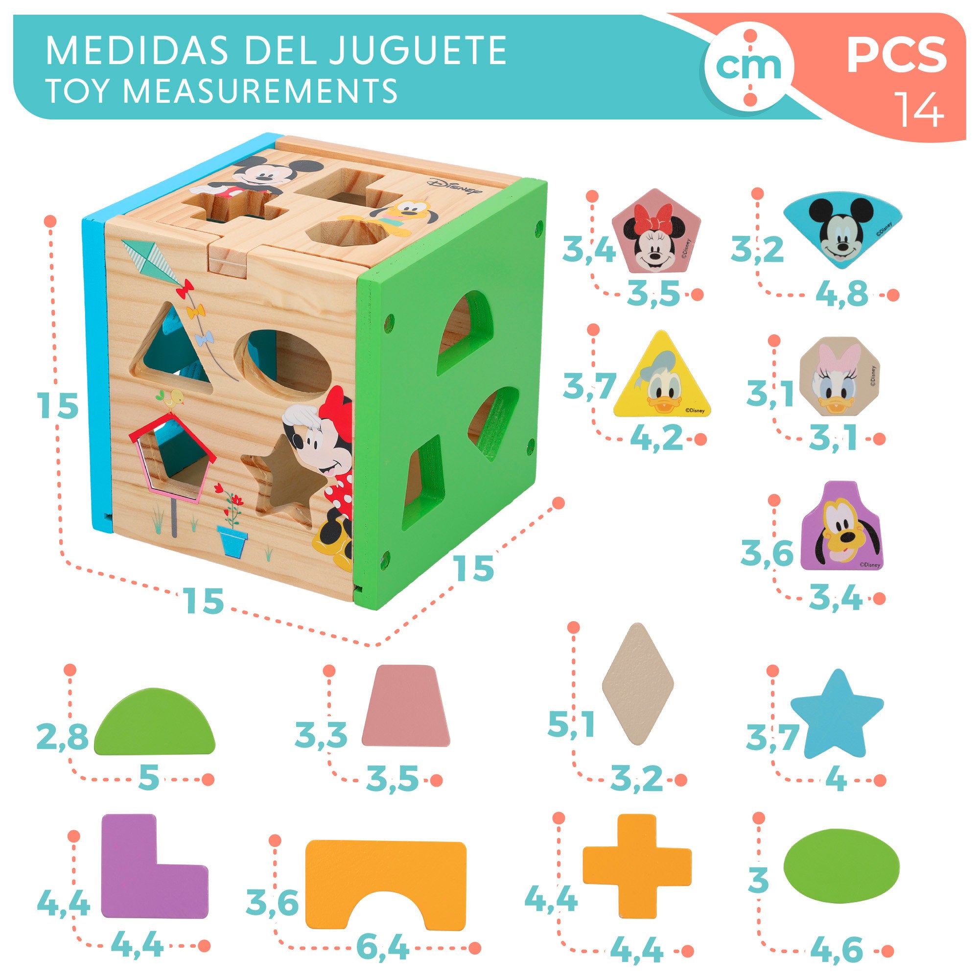 WOOMAX Disney Cubo 13 piezas encajables madera