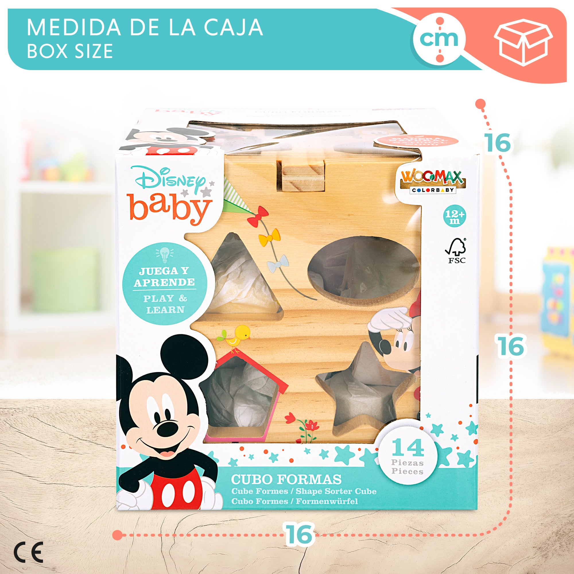 WOOMAX Disney Cubo 13 piezas encajables madera