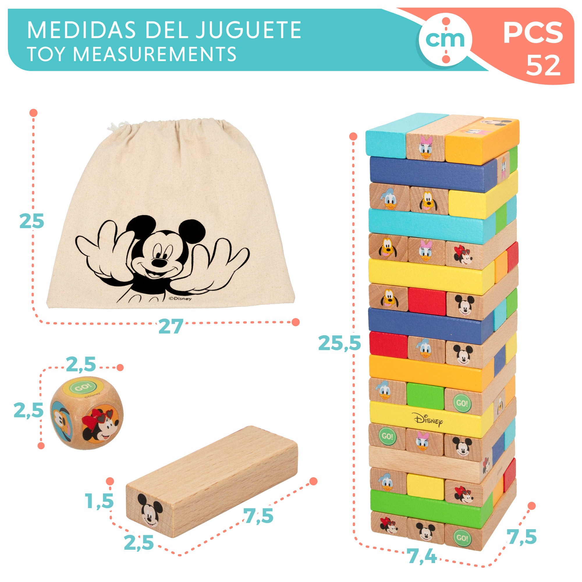 WOOMAX Disney juego de bloques apilables de madera