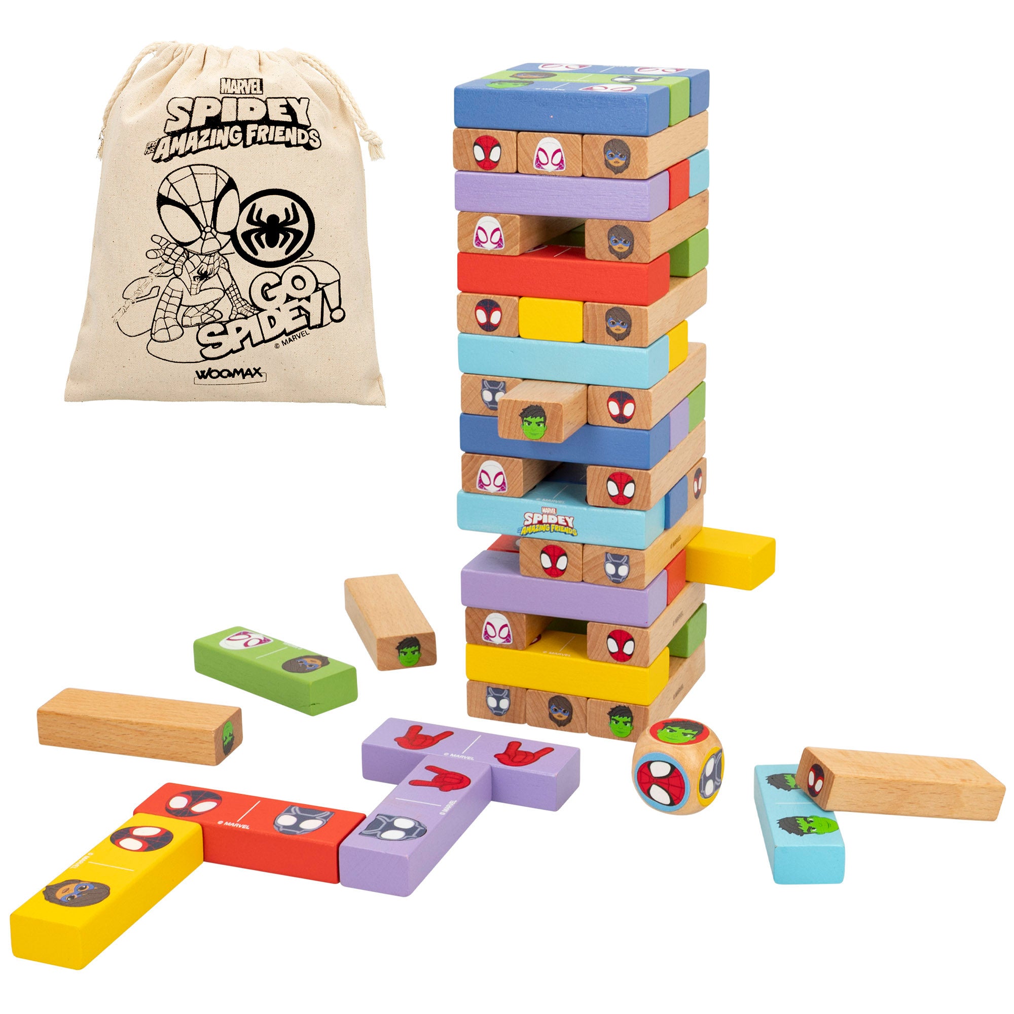 WOOMAX Spidey y su superequipo Juego de bloques de madera 2 en 1