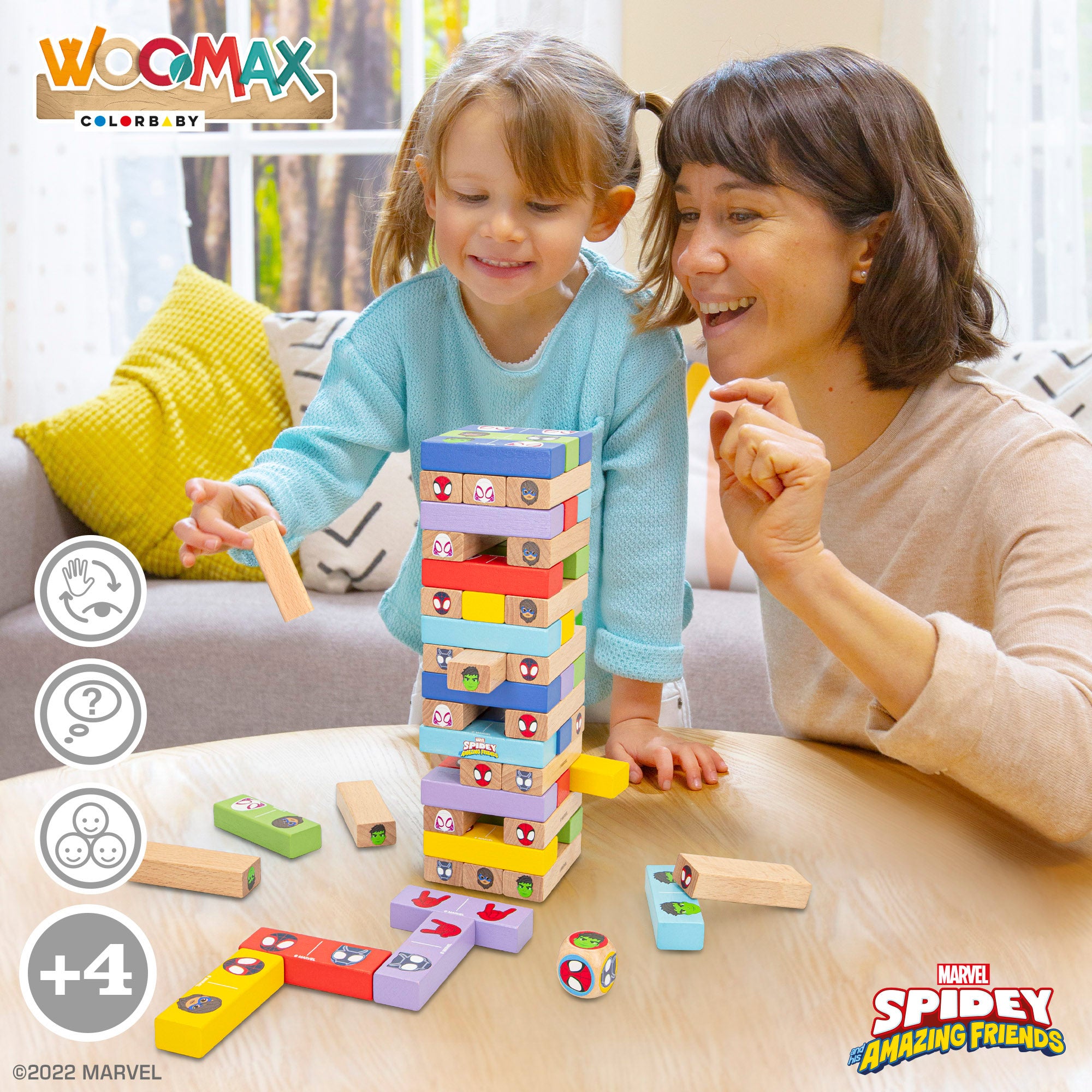 WOOMAX Spidey y su superequipo Juego de bloques de madera 2 en 1