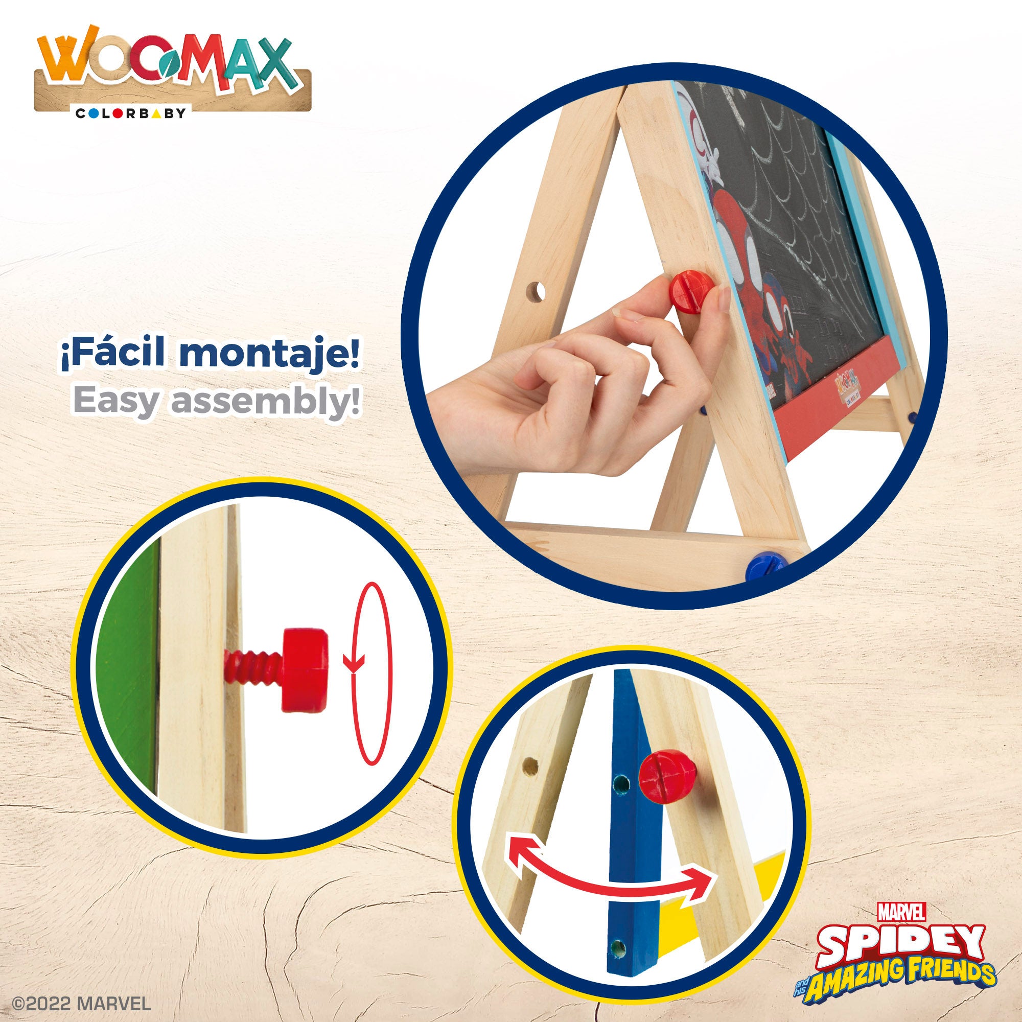 WOOMAX Spidey y su superequipo Pizarra caballete infantil 2 en 1