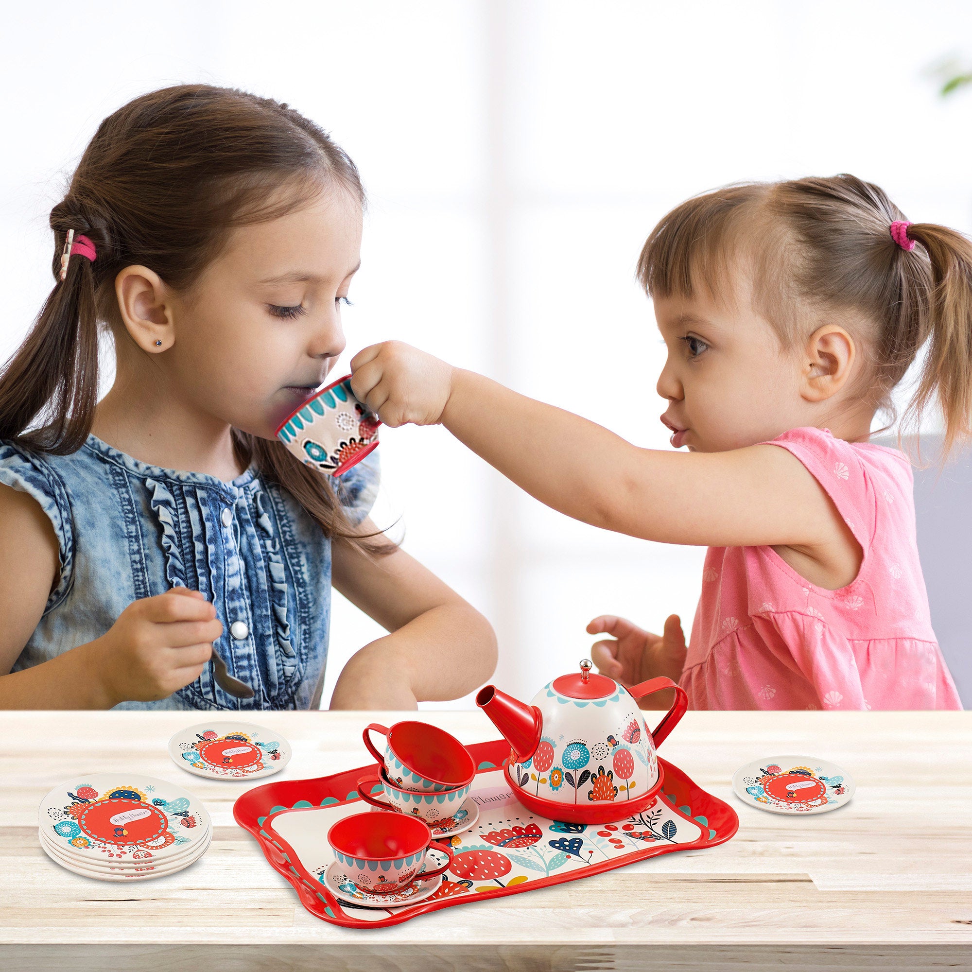 Utensilios cocina juego de té infantil en metal 15 piezas My Home