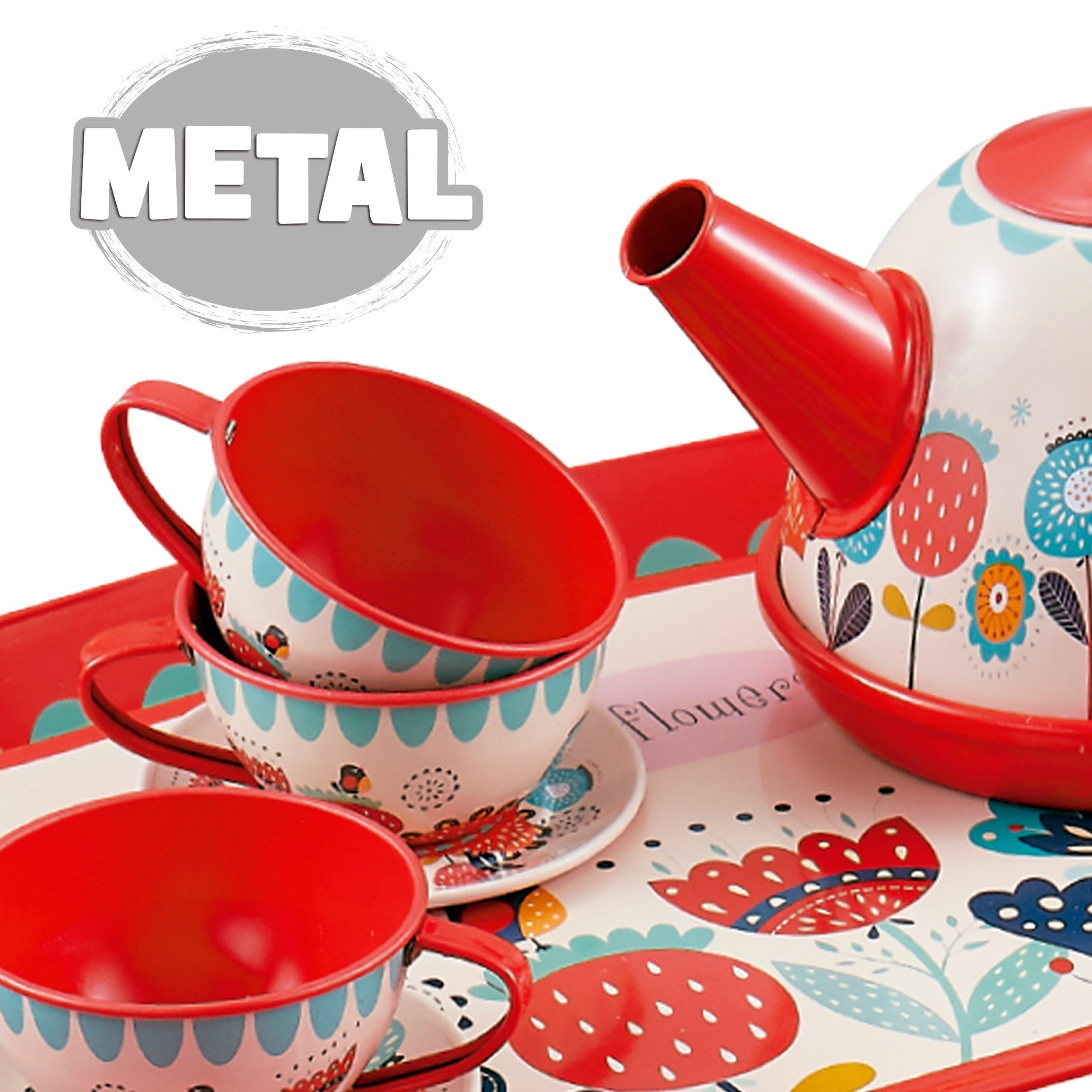 Utensilios cocina juego de té infantil en metal 15 piezas My Home