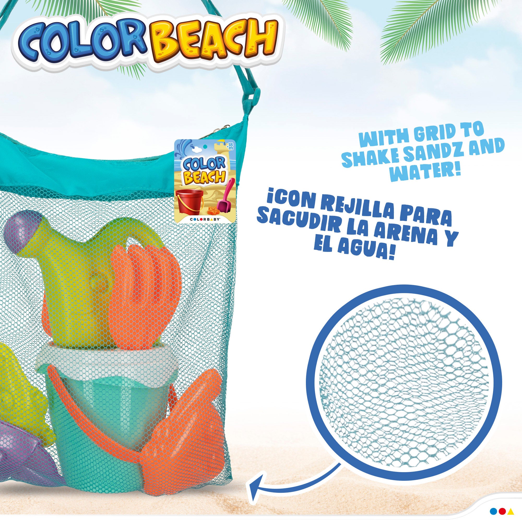 Set de playa con cubo y accesorios Color Beach