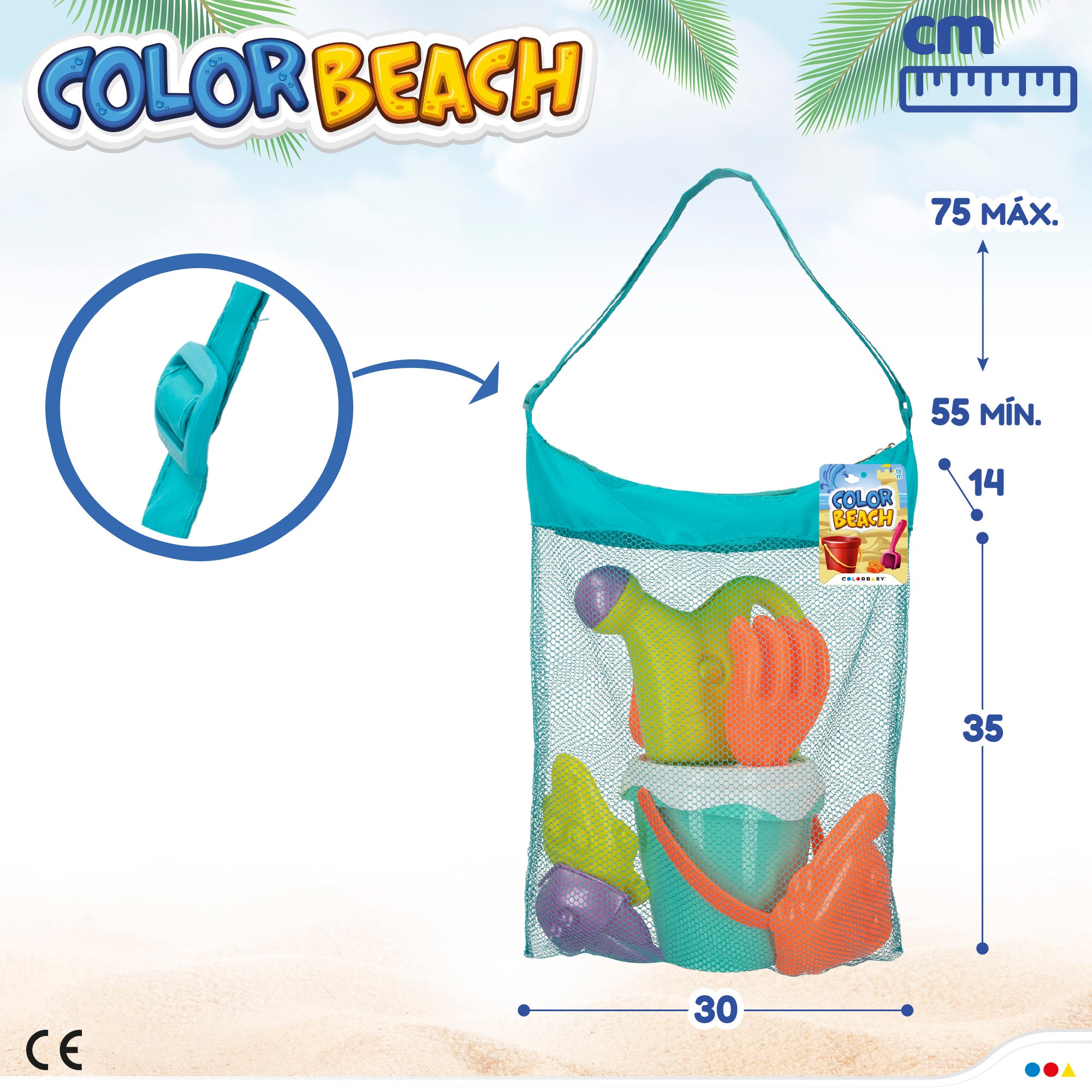 Set de playa con cubo y accesorios Color Beach
