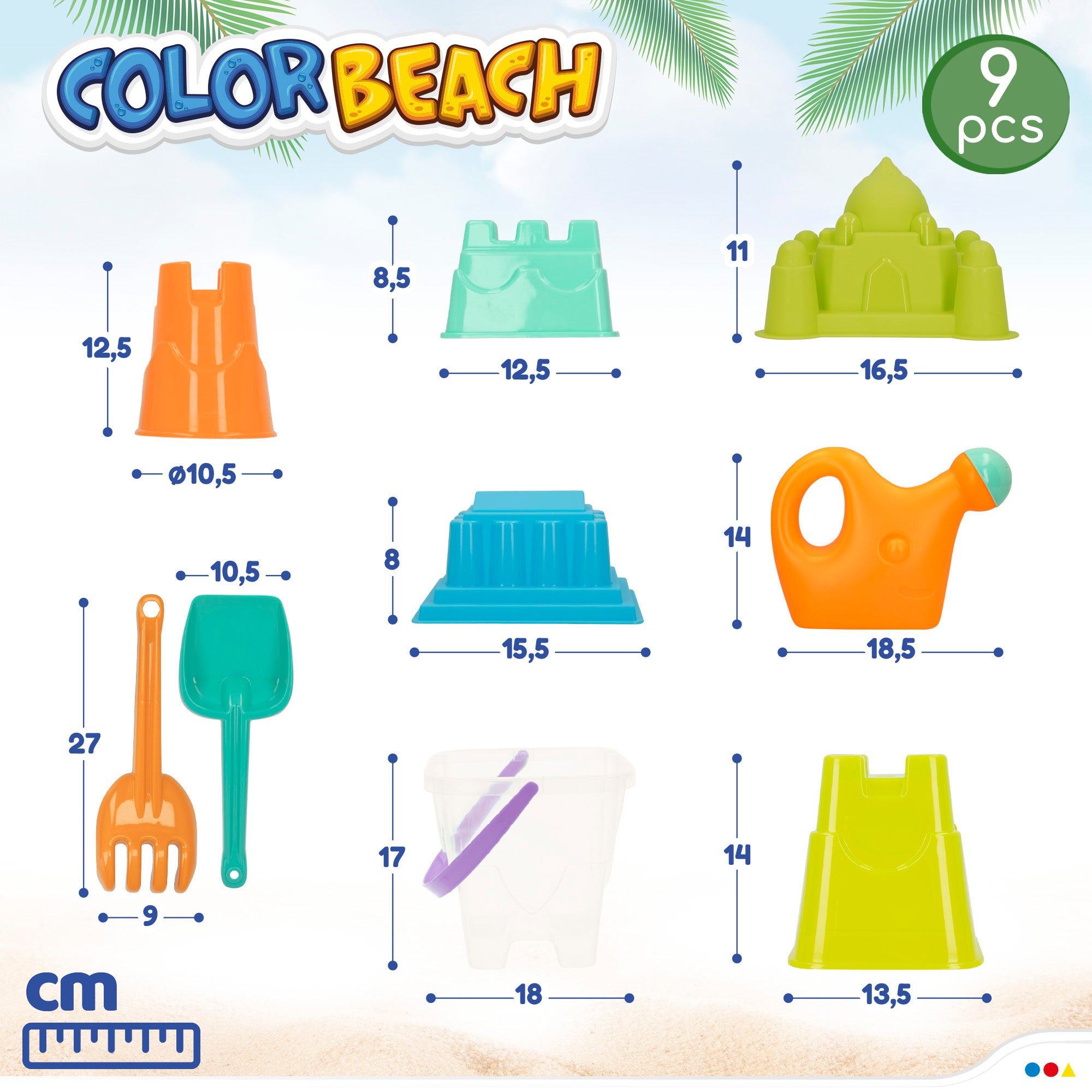 Bolsa de playa con cubo y accesorios Color Beach