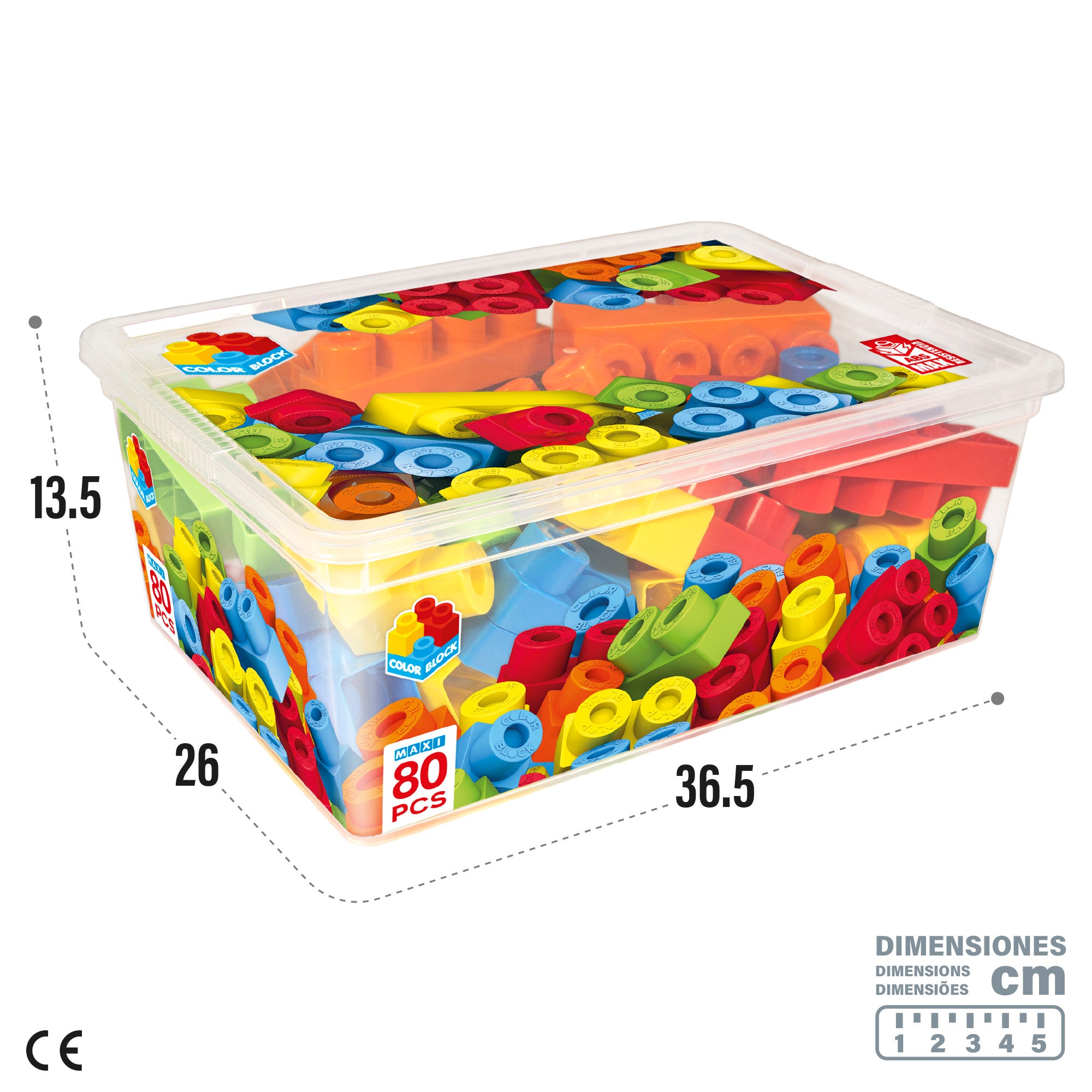 Caja bloques construcción 80 piezas Color Block Maxi